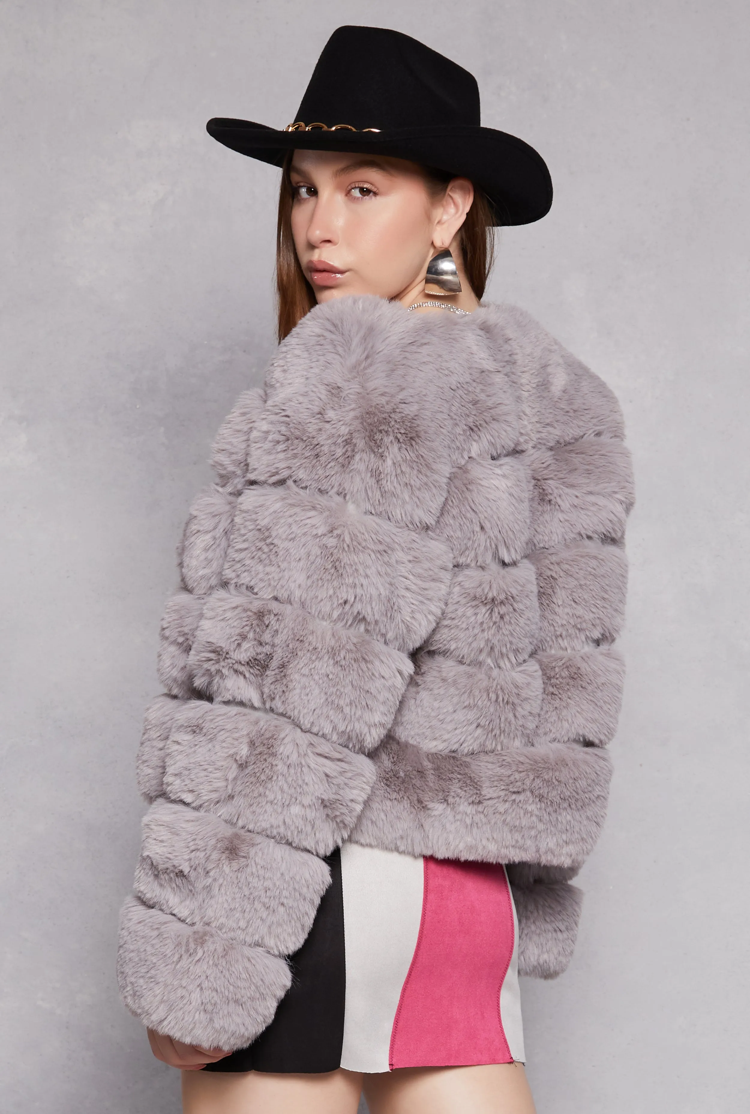 Faux Leather Trim Faux Fur Jacket sold by Rainbow product image thumbnail 3