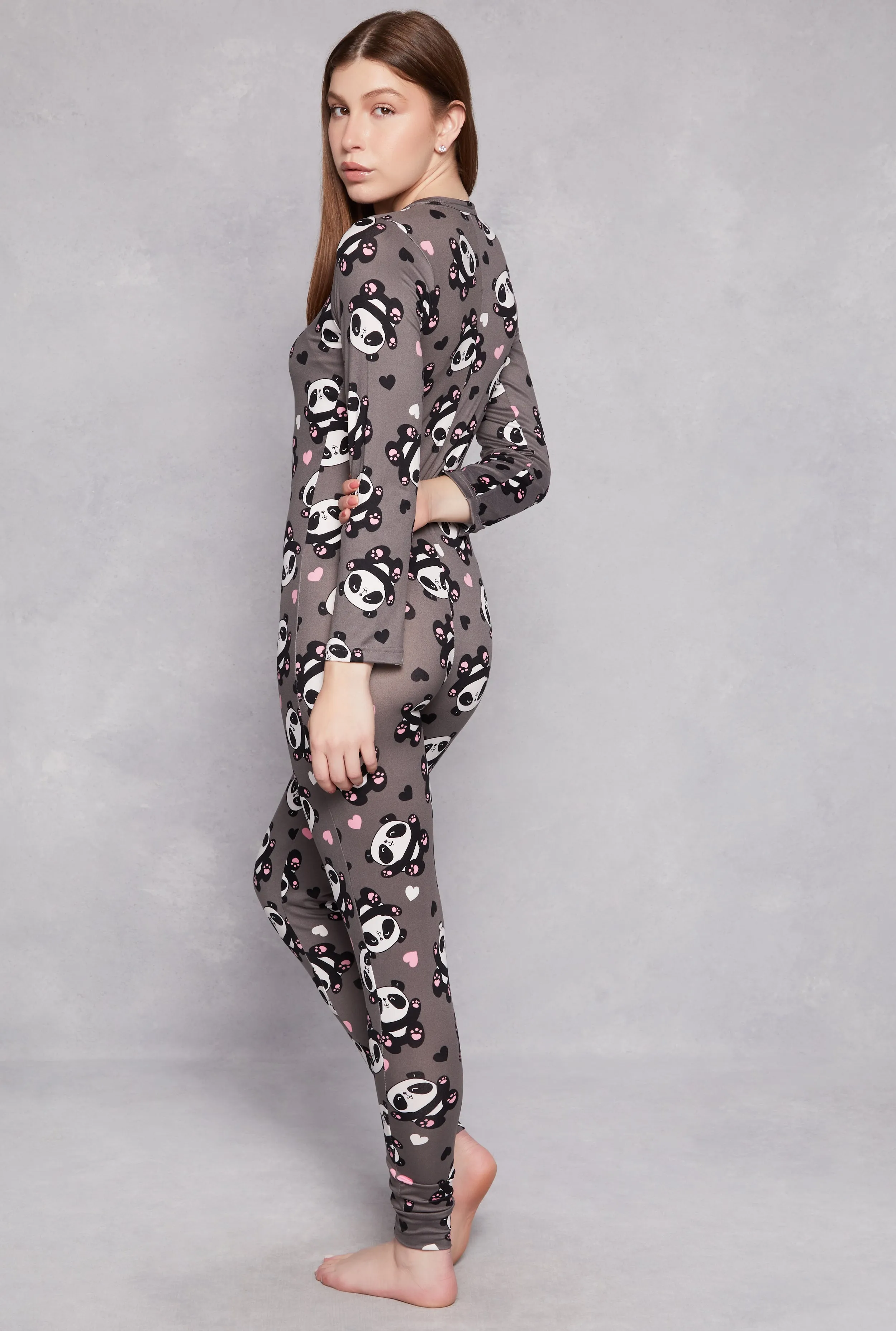 Panda Graphic V Neck Pajama Onesie sold by Rainbow product image thumbnail 2