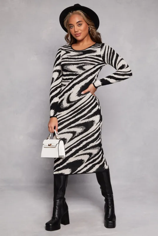 Almost Famous Printed Midi Sweater Dress sold by Rainbow