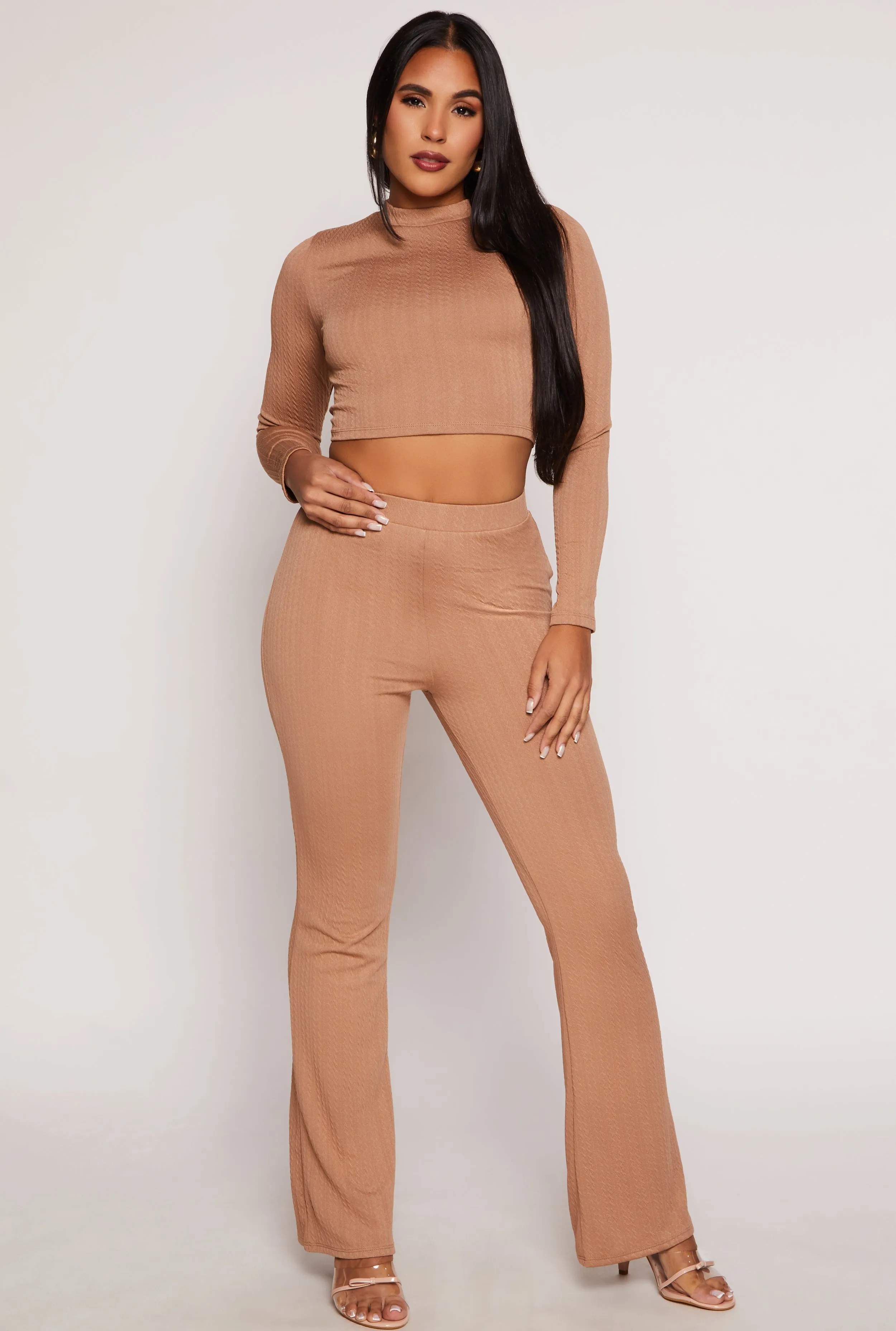 Textured Knit Lace Up Back Crop Top sold by Rainbow product image thumbnail 2