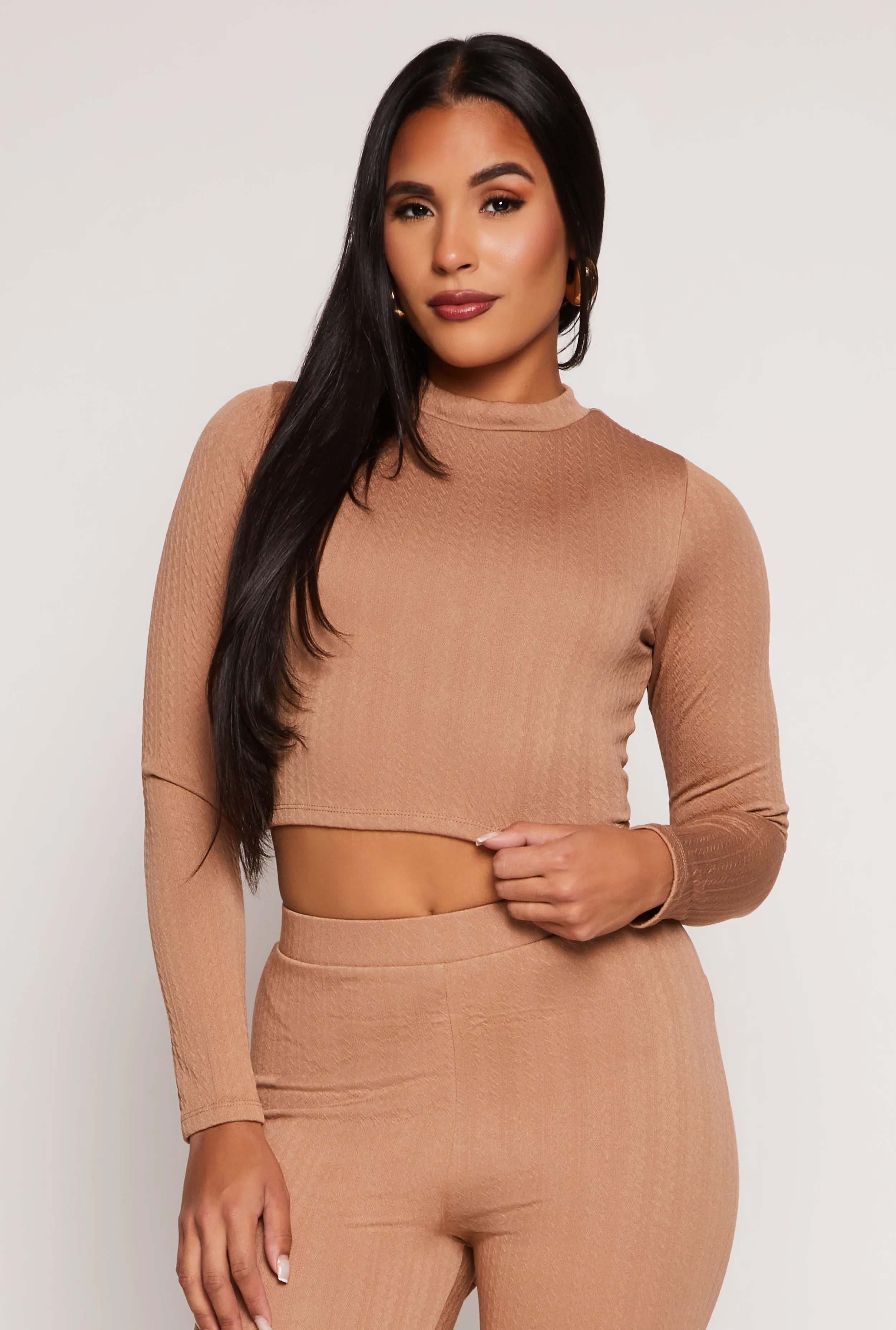 Textured Knit Lace Up Back Crop Top sold by Rainbow product image thumbnail 3