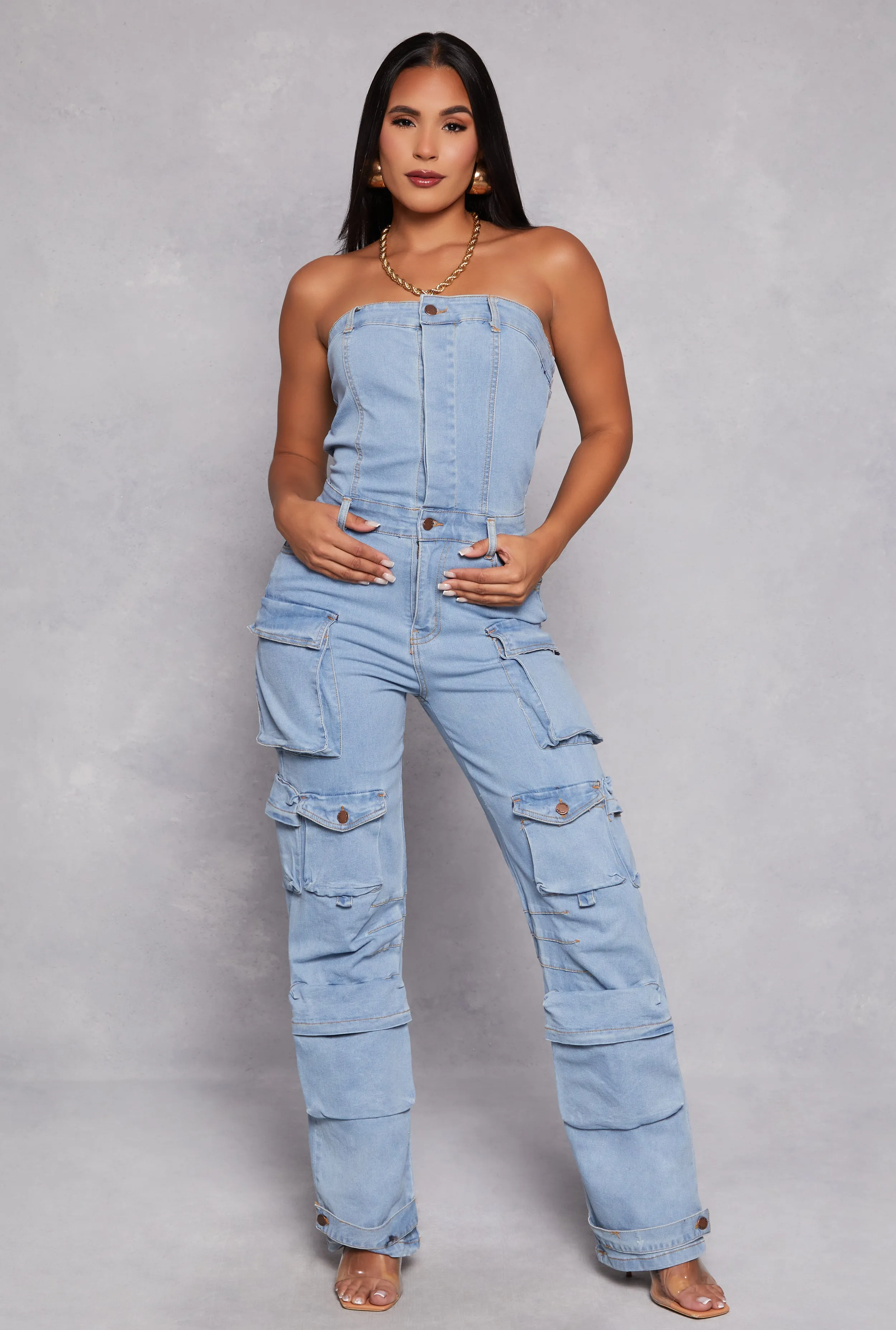 Daisy Denim Strapless Utility Jumpsuit sold by Rainbow product image thumbnail 2