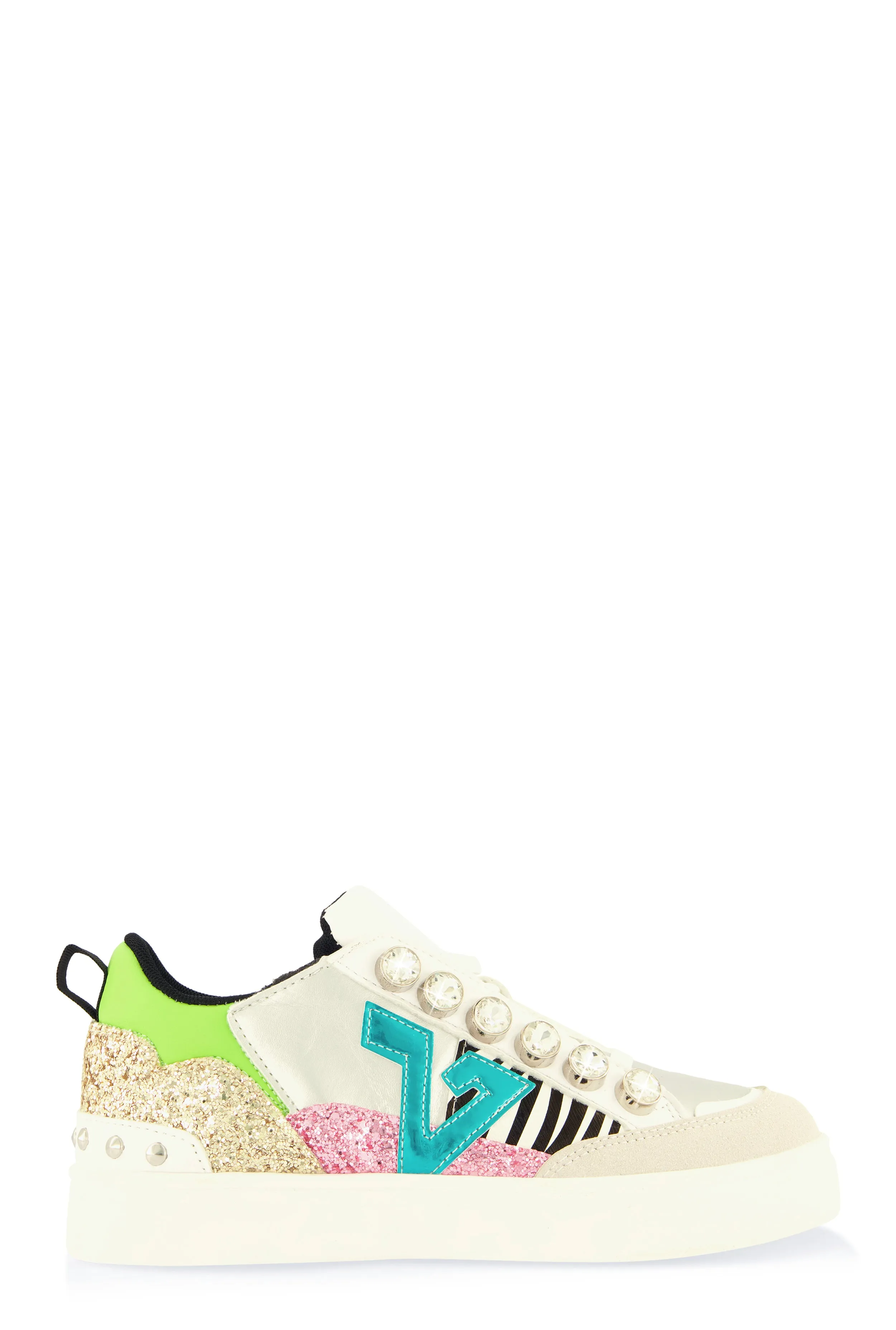 Rhinestone Detail Color Block Lace Up Sneakers sold by Rainbow product image thumbnail 2