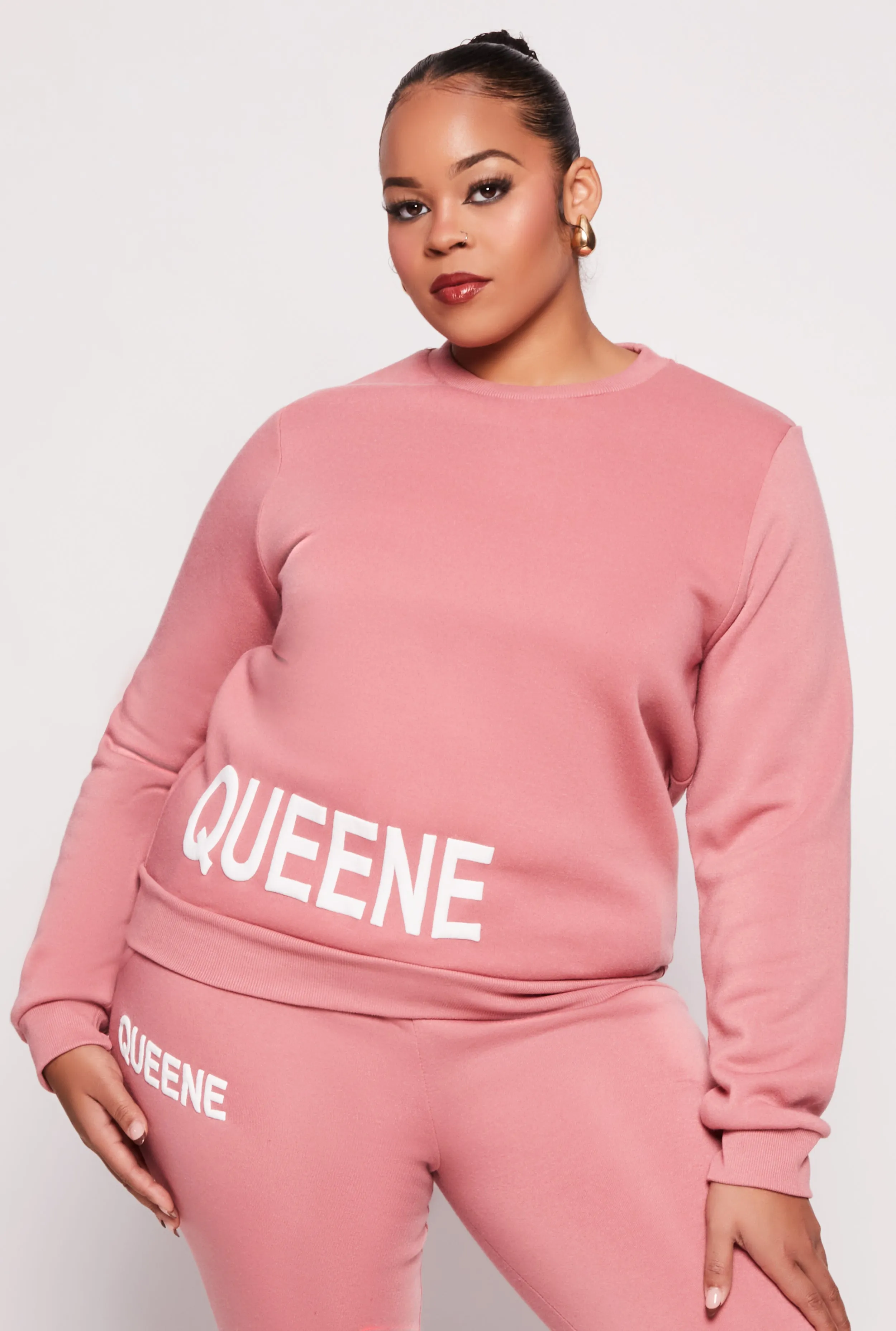 Plus Size Queene Puff Print Fleece Lined Sweatshirt sold by Rainbow