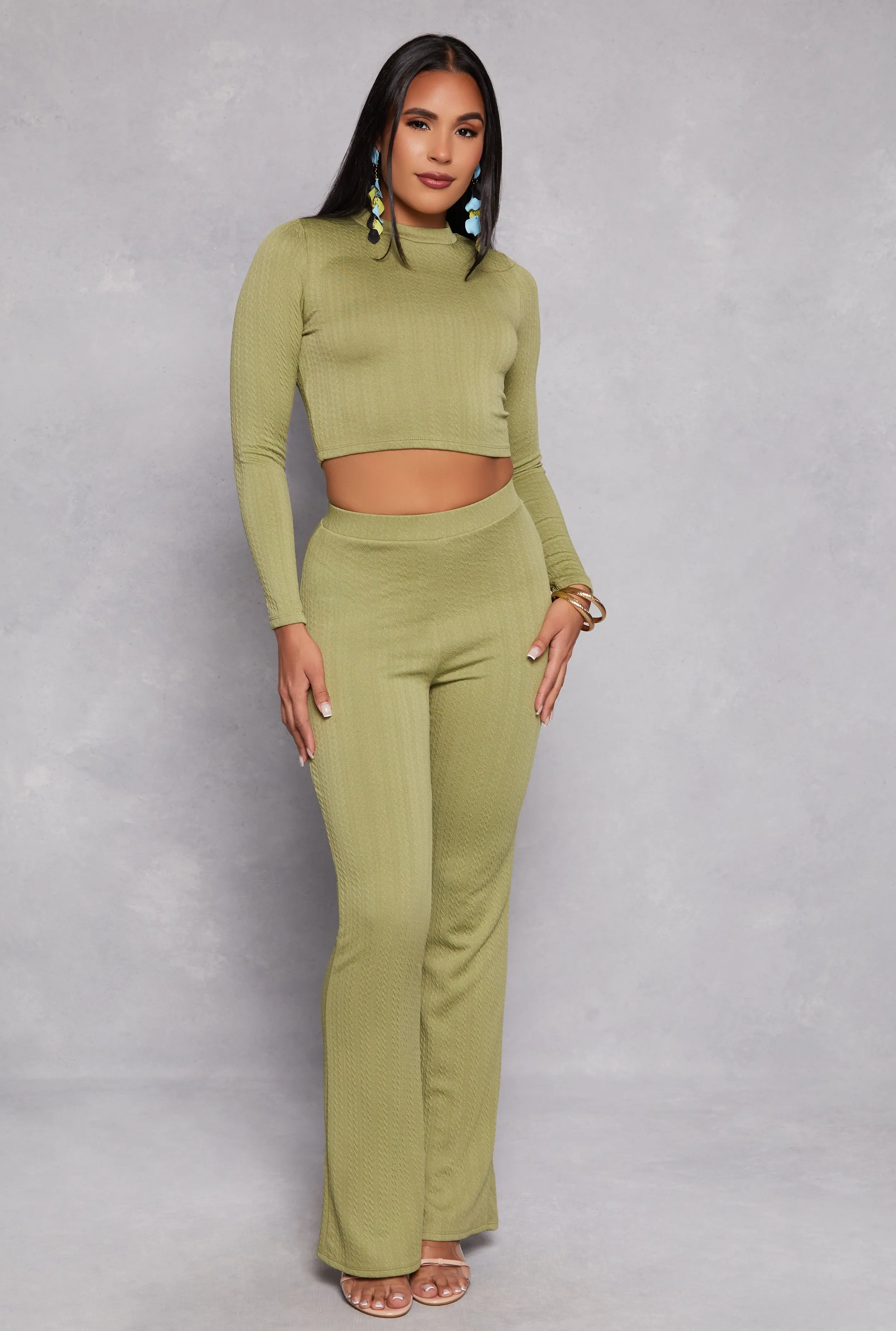 Textured Knit Lace Up Back Crop Top sold by Rainbow product image thumbnail 2