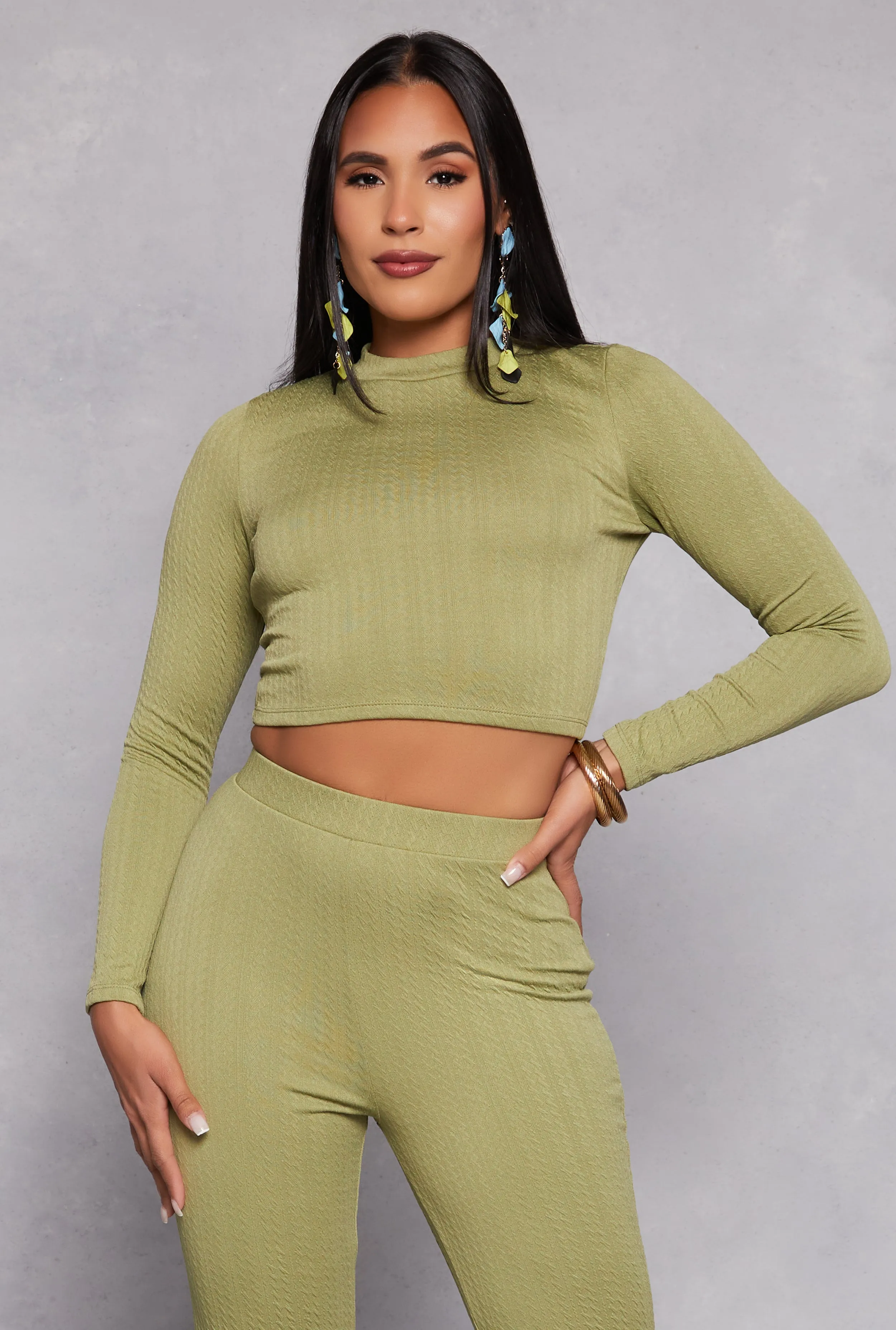 Textured Knit Lace Up Back Crop Top sold by Rainbow product image thumbnail 3