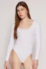 Ribbed Knit Scoop Neck Long Sleeve Bodysuit sold by Rainbow