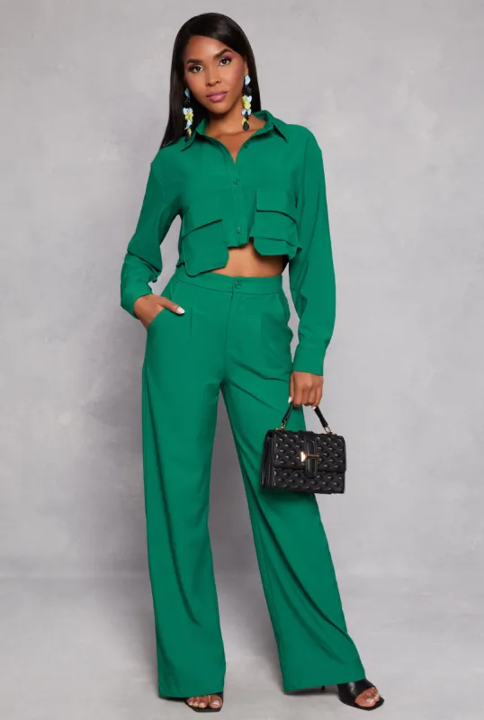 Crepe Knit Wide Leg Dress Pants sold by Rainbow