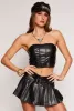 Haute Monde Faux Leather Cropped Corset Top sold by Rainbow