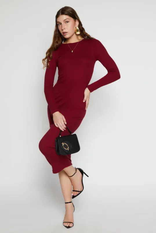 Daisy Ribbed Crew Neck Midi Dress sold by Rainbow