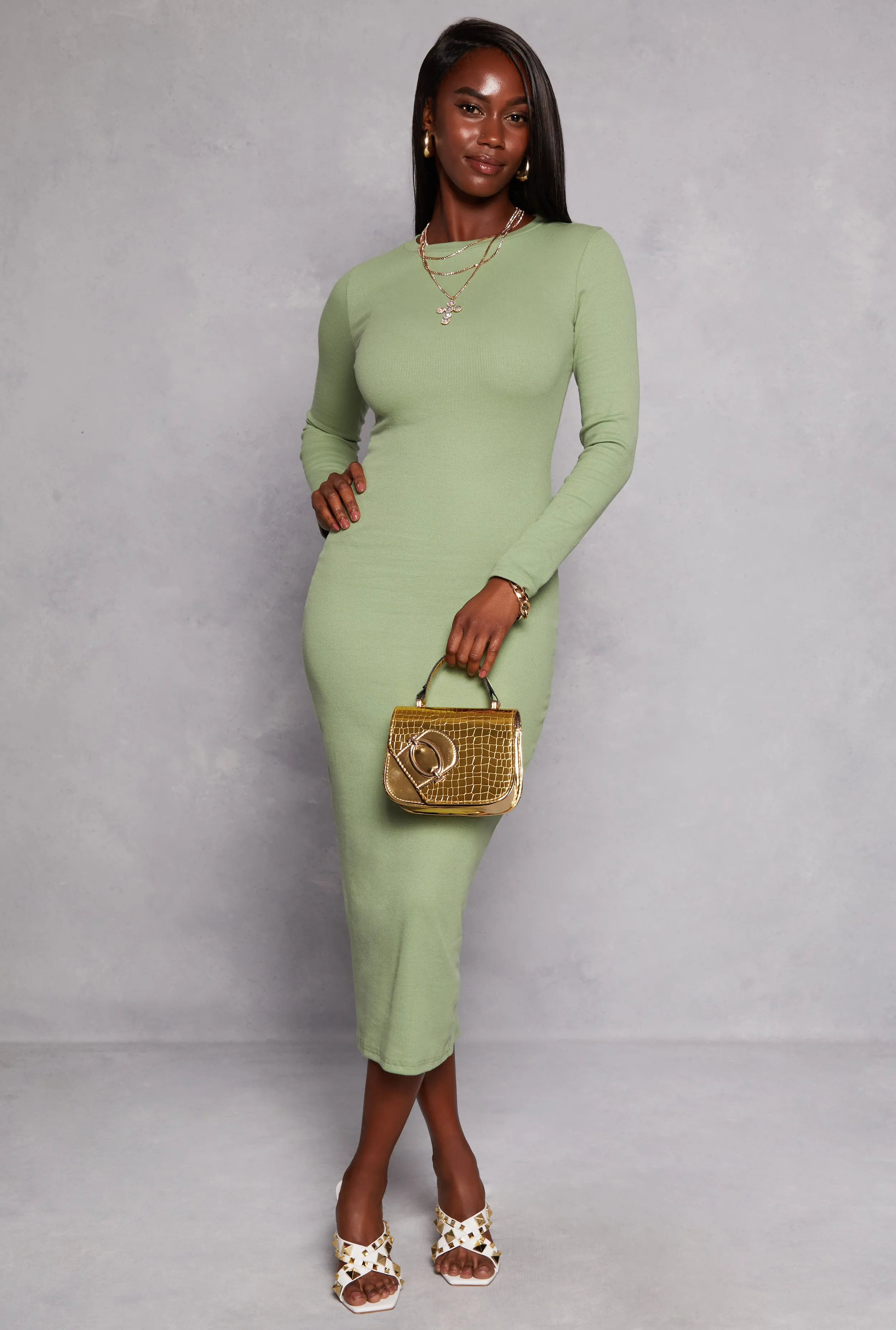 Daisy Ribbed Crew Neck Midi Dress sold by Rainbow product image thumbnail 2
