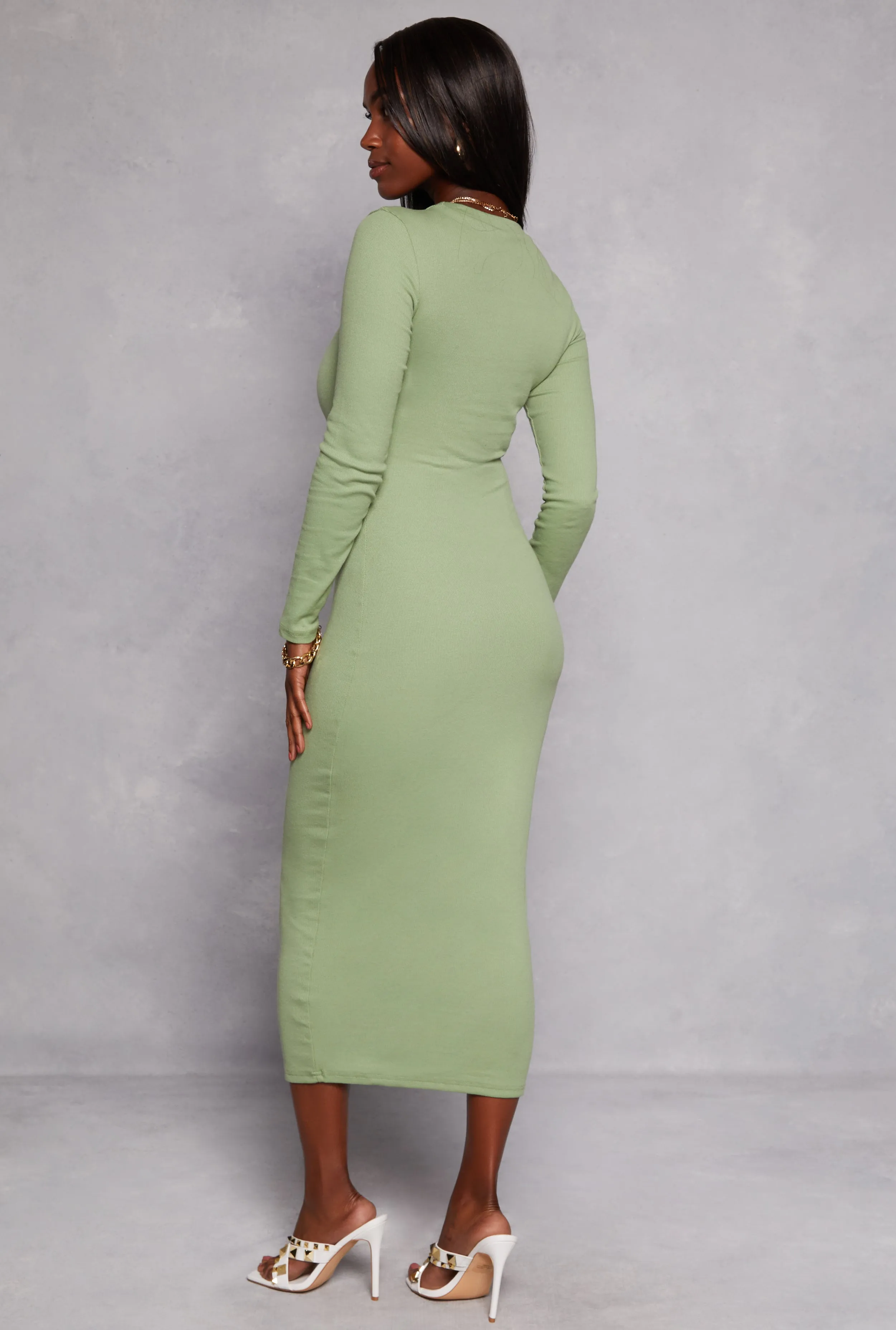 Daisy Ribbed Crew Neck Midi Dress sold by Rainbow product image thumbnail 3