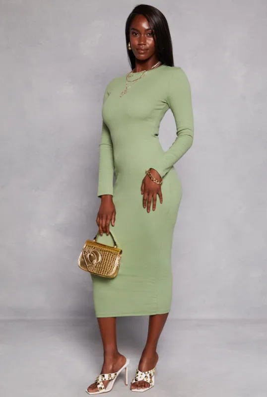 Daisy Ribbed Crew Neck Midi Dress sold by Rainbow