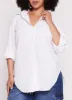 Plus Size Button Front Raw Hem Shirt sold by Rainbow