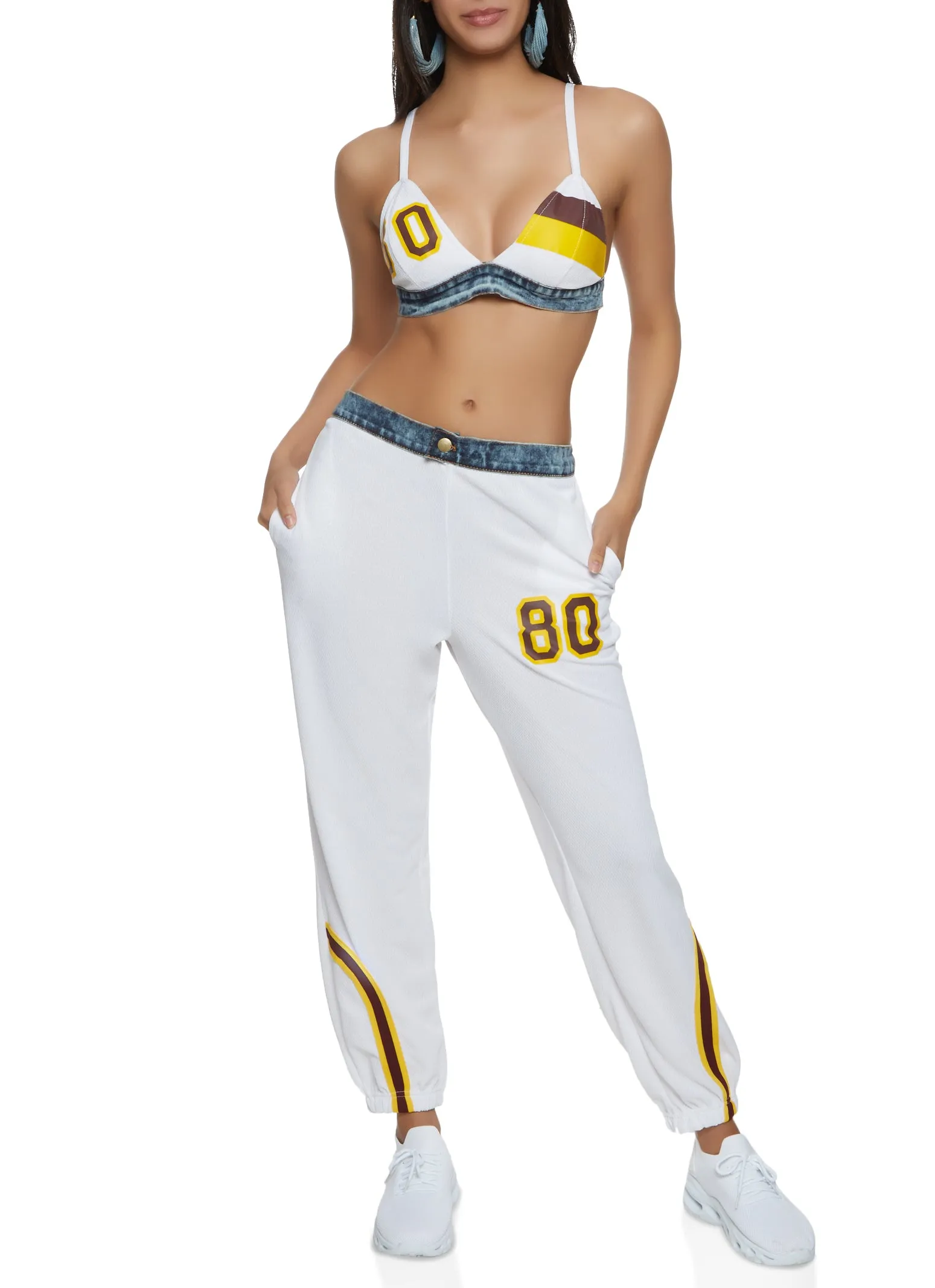 80 Denim Trim Jersey Mesh Bralette sold by Rainbow product image thumbnail 2