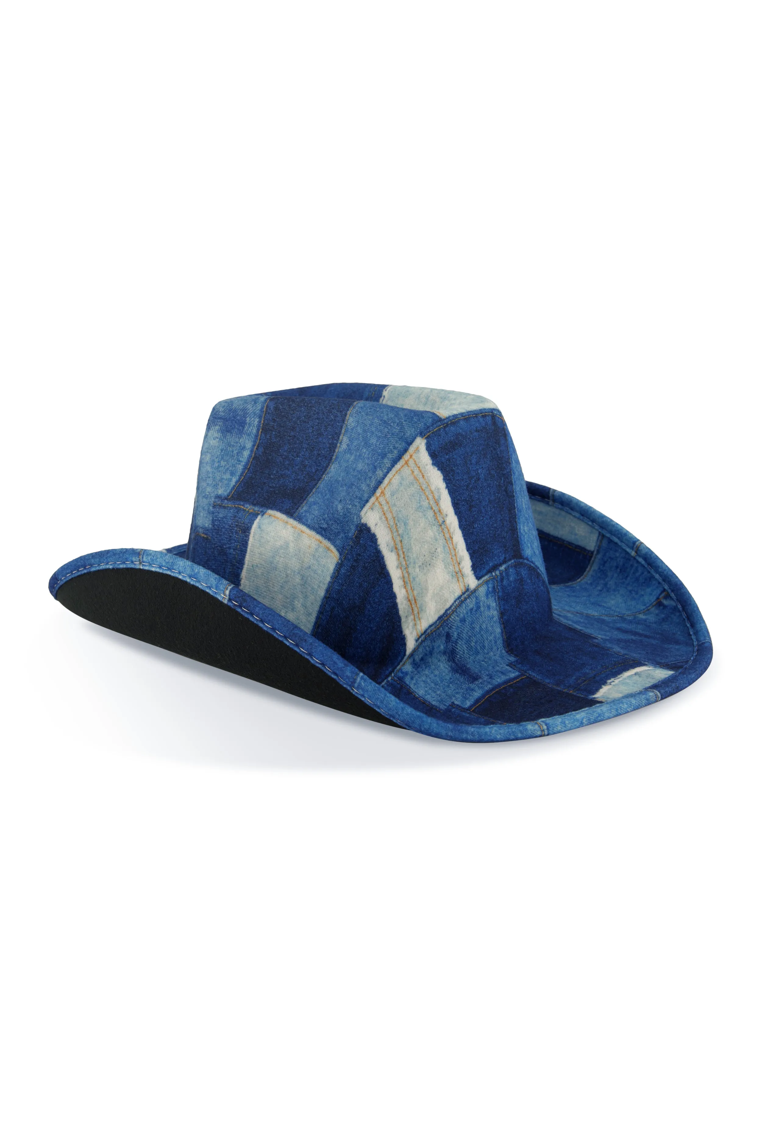 Patchwork Denim Print Cowboy Hat sold by Rainbow product image thumbnail 3