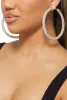 Metallic Rhinestone Embellished Hoop Earrings sold by Rainbow