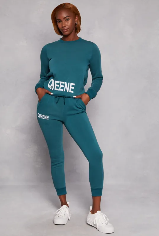 Queene Graphic Fleece Drawstring Joggers sold by Rainbow