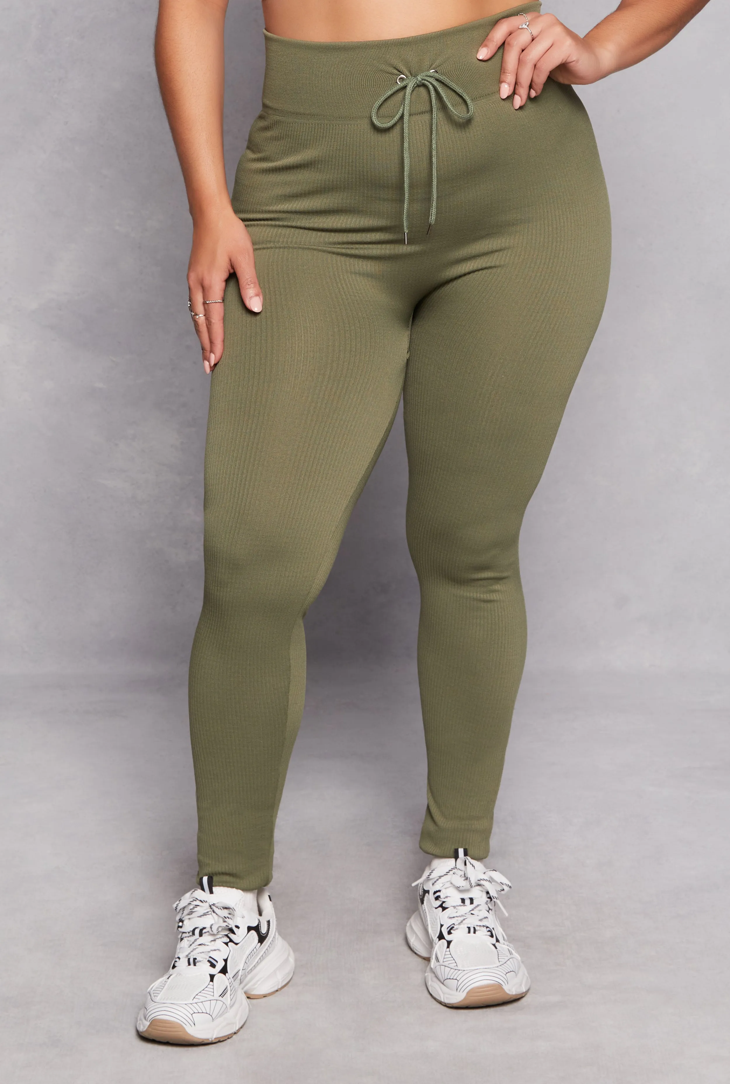 Plus Size Drawstring Detail High Waist Leggings sold by Rainbow product image thumbnail 2