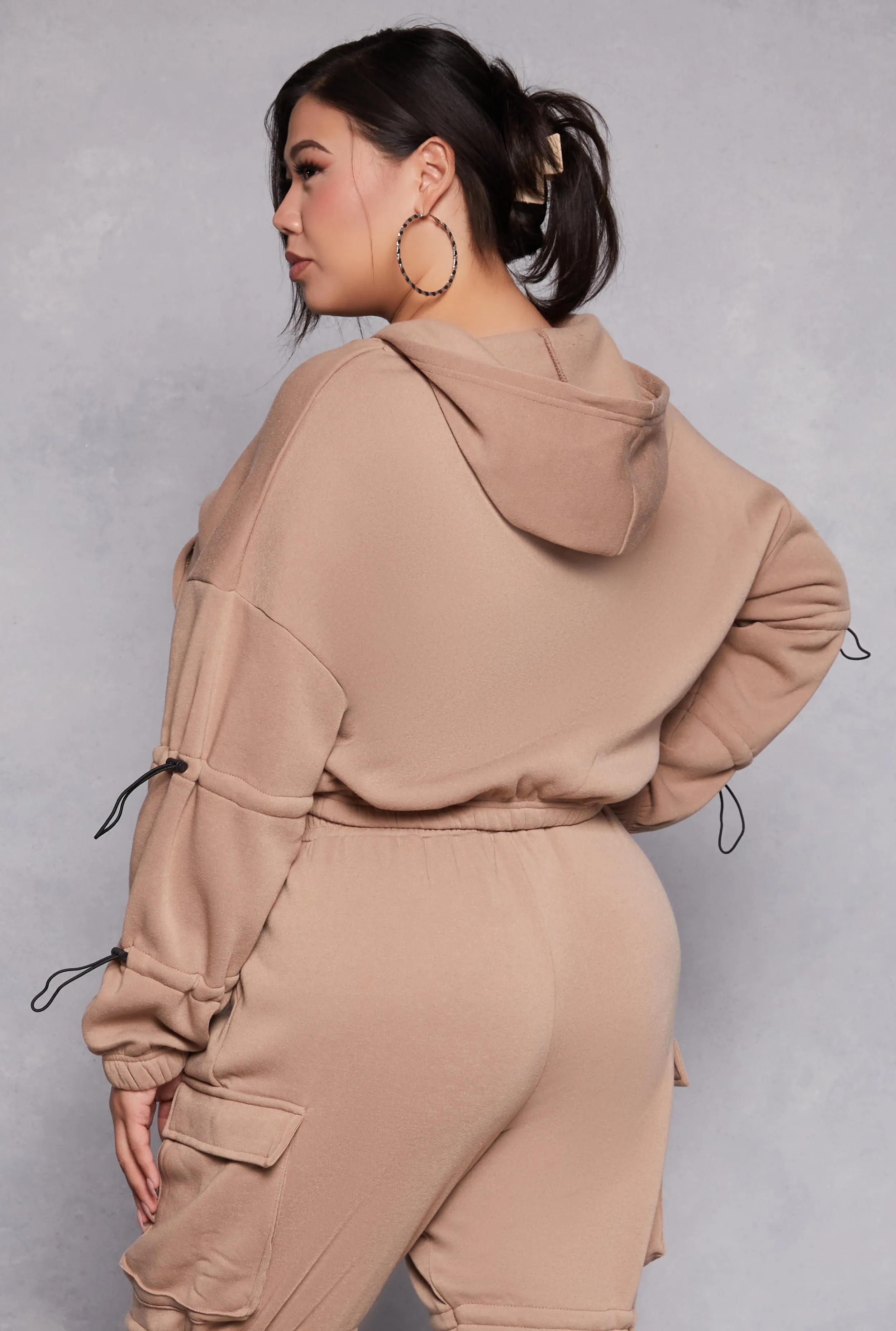 Plus Size Toggle Drawstring Cropped Hoodie sold by Rainbow product image thumbnail 3