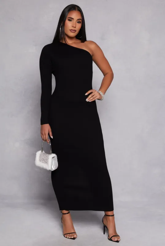 One Shoulder Maxi Sweater Dress sold by Rainbow