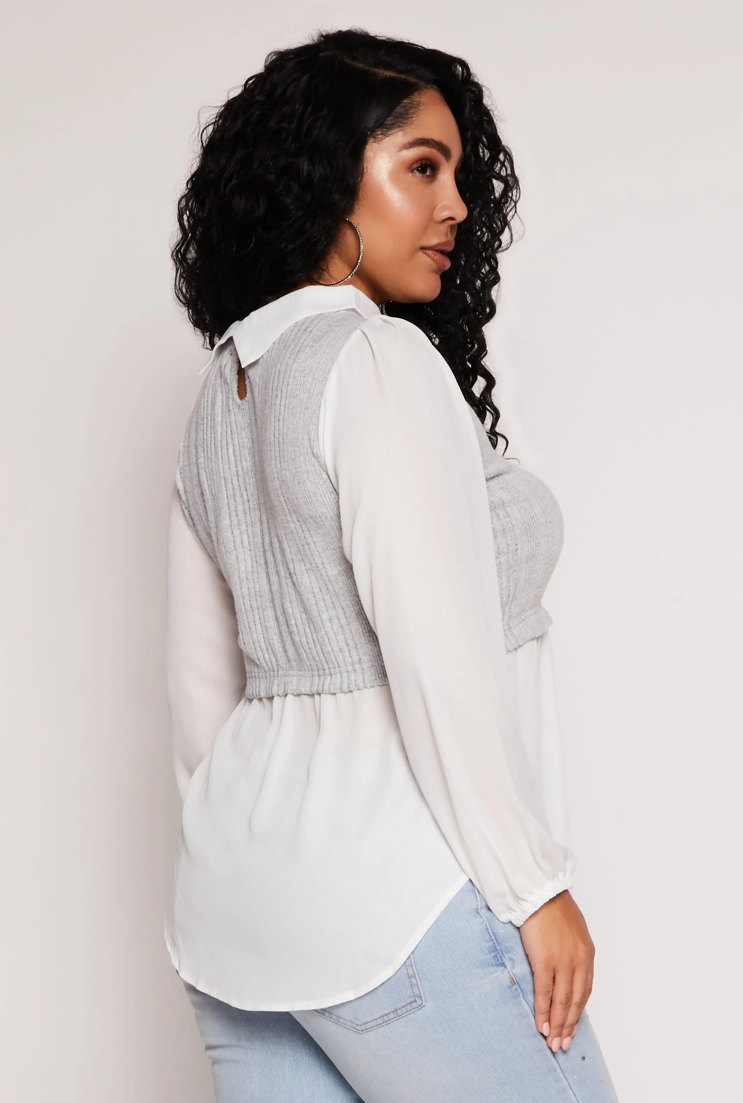 Plus Size Brushed Rib Knit Sweater Vest Blouse sold by Rainbow product image thumbnail 3