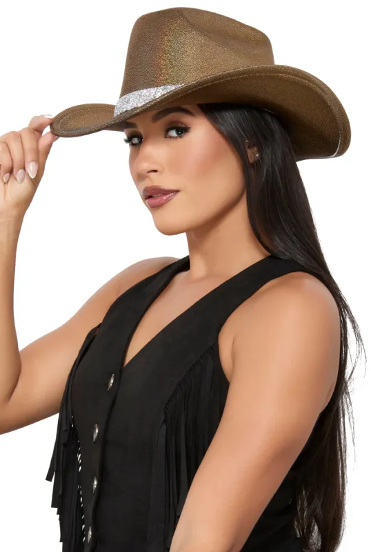 Iridescent Foil Studded Strap Cowboy Hat sold by Rainbow