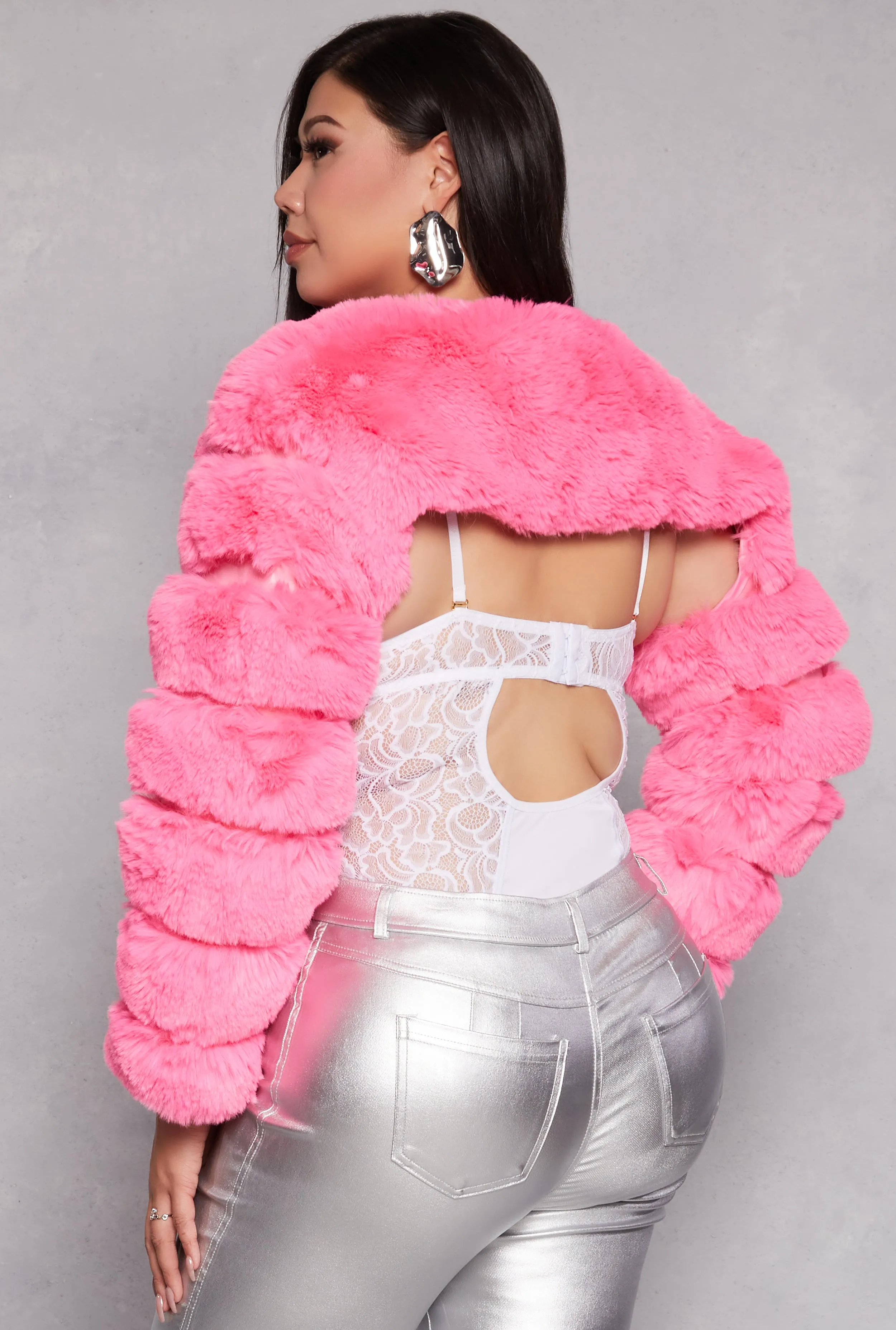 Plus Size Faux Fur Pullover Bolero Jacket sold by Rainbow product image thumbnail 3