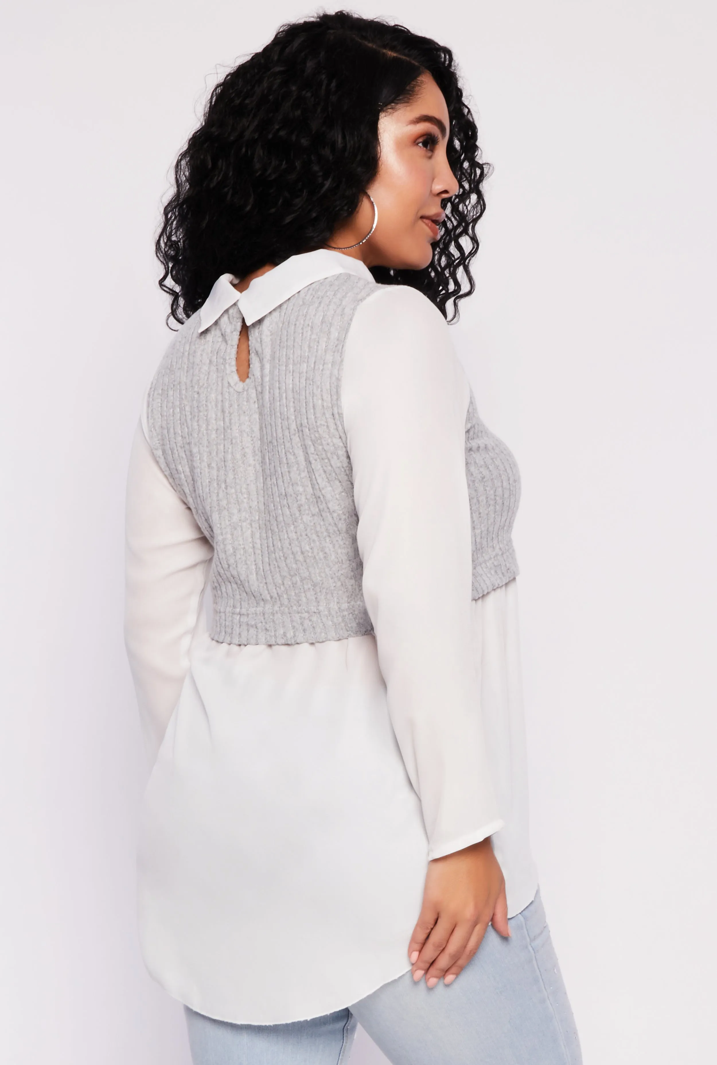 Plus Size Brushed Knit Sweater Vest Blouse sold by Rainbow product image thumbnail 3