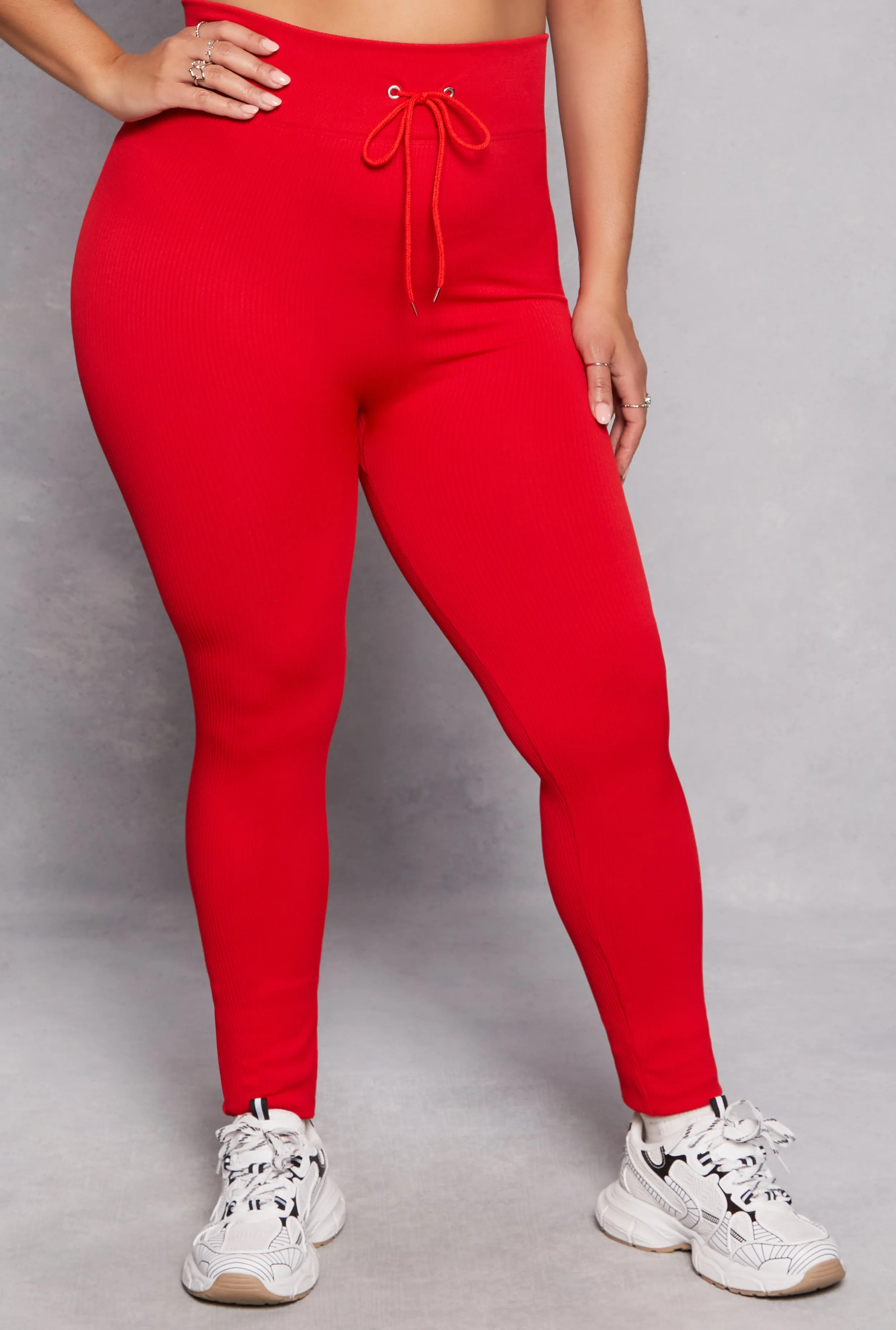 Plus Size Drawstring Detail High Waist Leggings sold by Rainbow product image thumbnail 2