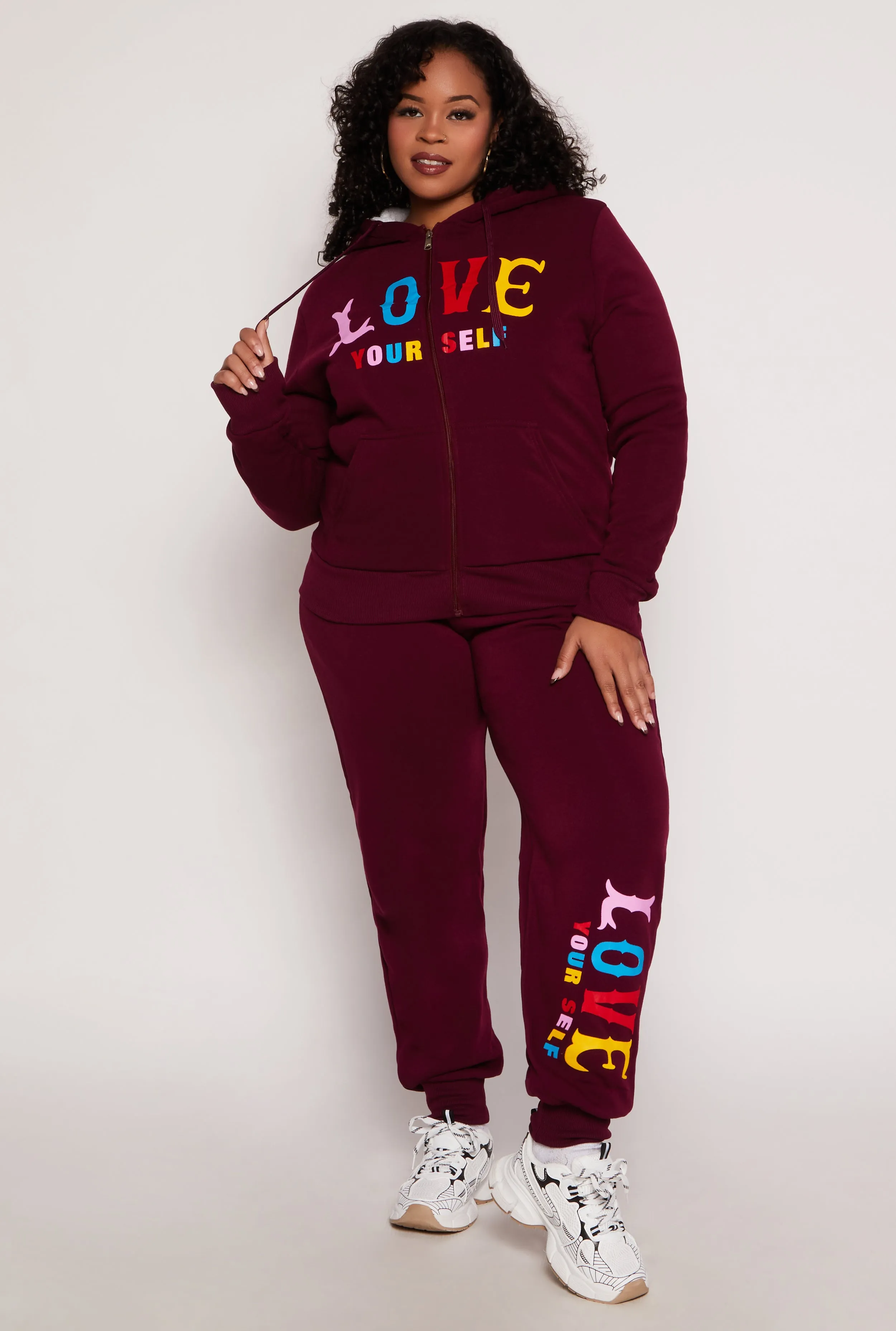Plus Size Love Yourself Zip Front Hoodie sold by Rainbow product image thumbnail 2