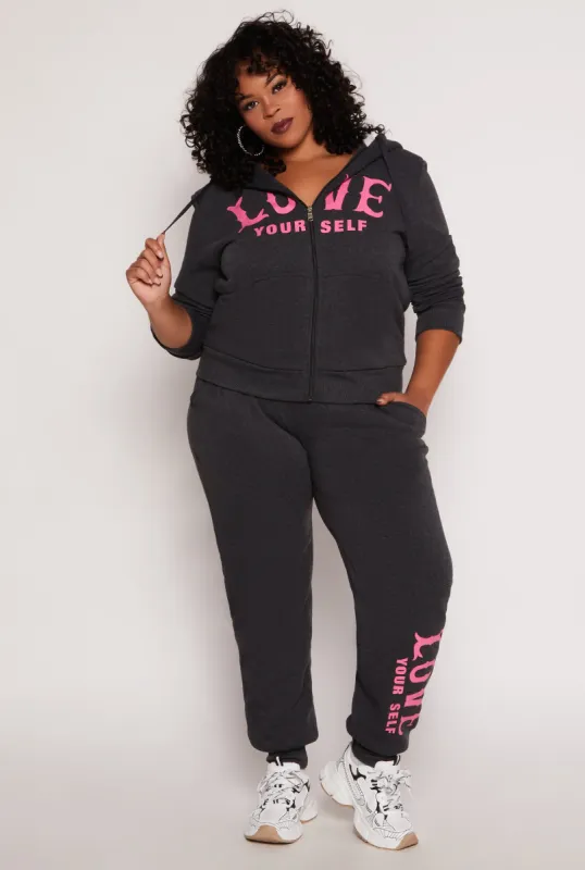Plus Size Love Yourself Joggers sold by Rainbow
