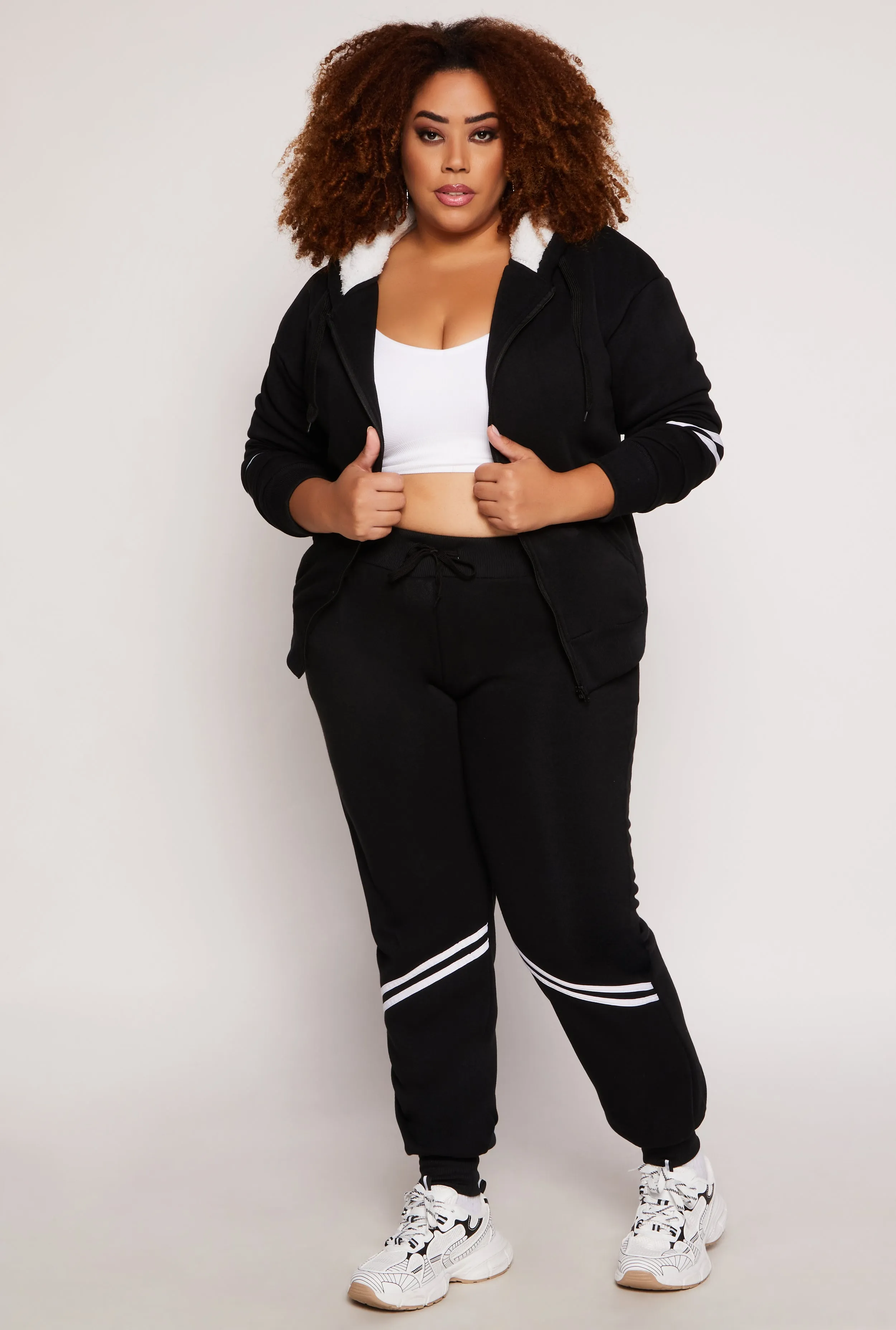 Plus Size Varsity Stripe Detail Joggers sold by Rainbow