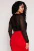 Plus Size Velvet Plunge Mesh Bodysuit sold by Rainbow