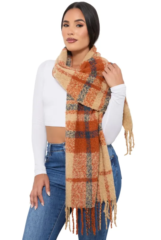 Boucle Plaid Scarf sold by Rainbow