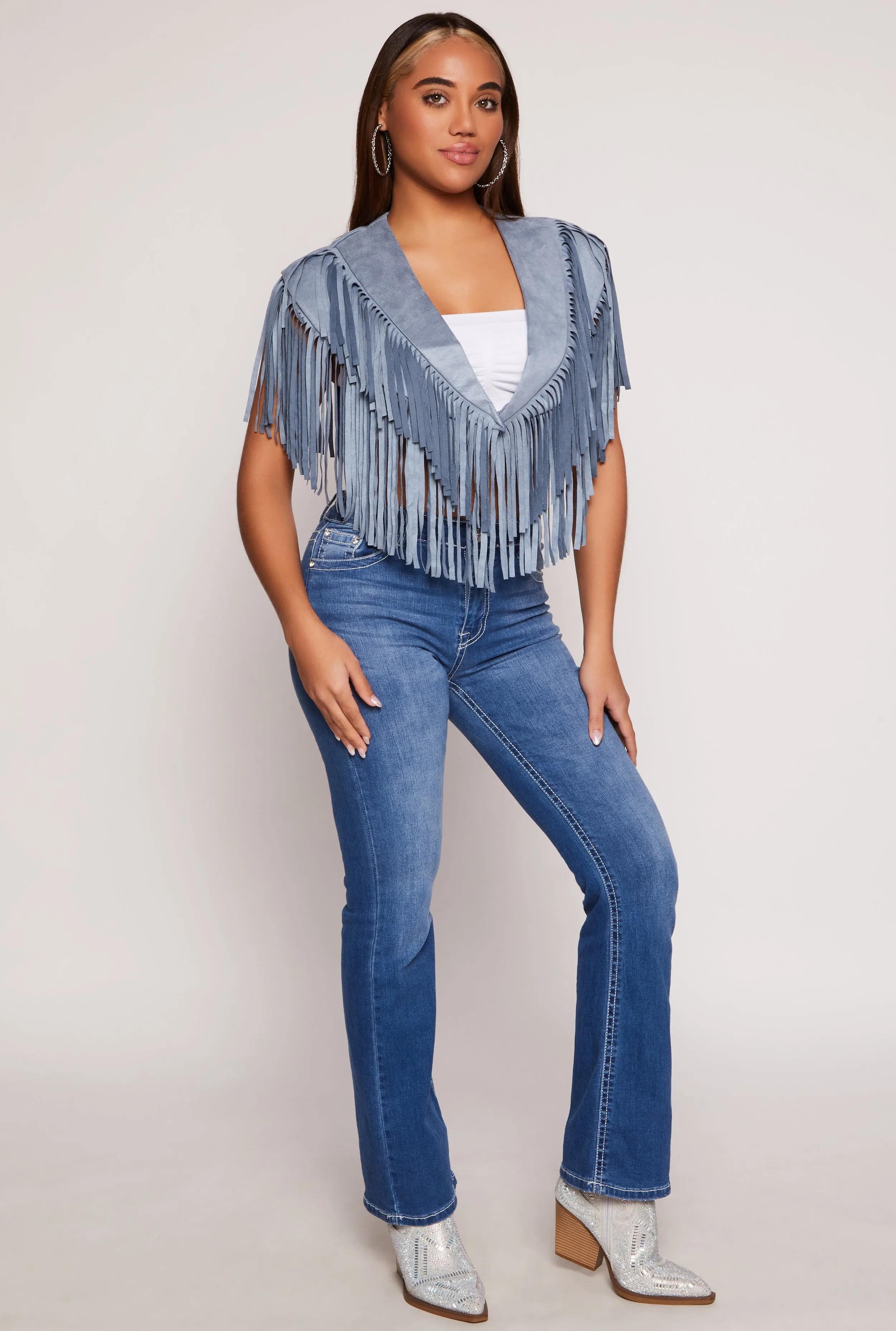 Faux Suede Fringe Bolero Vest sold by Rainbow product image thumbnail 2