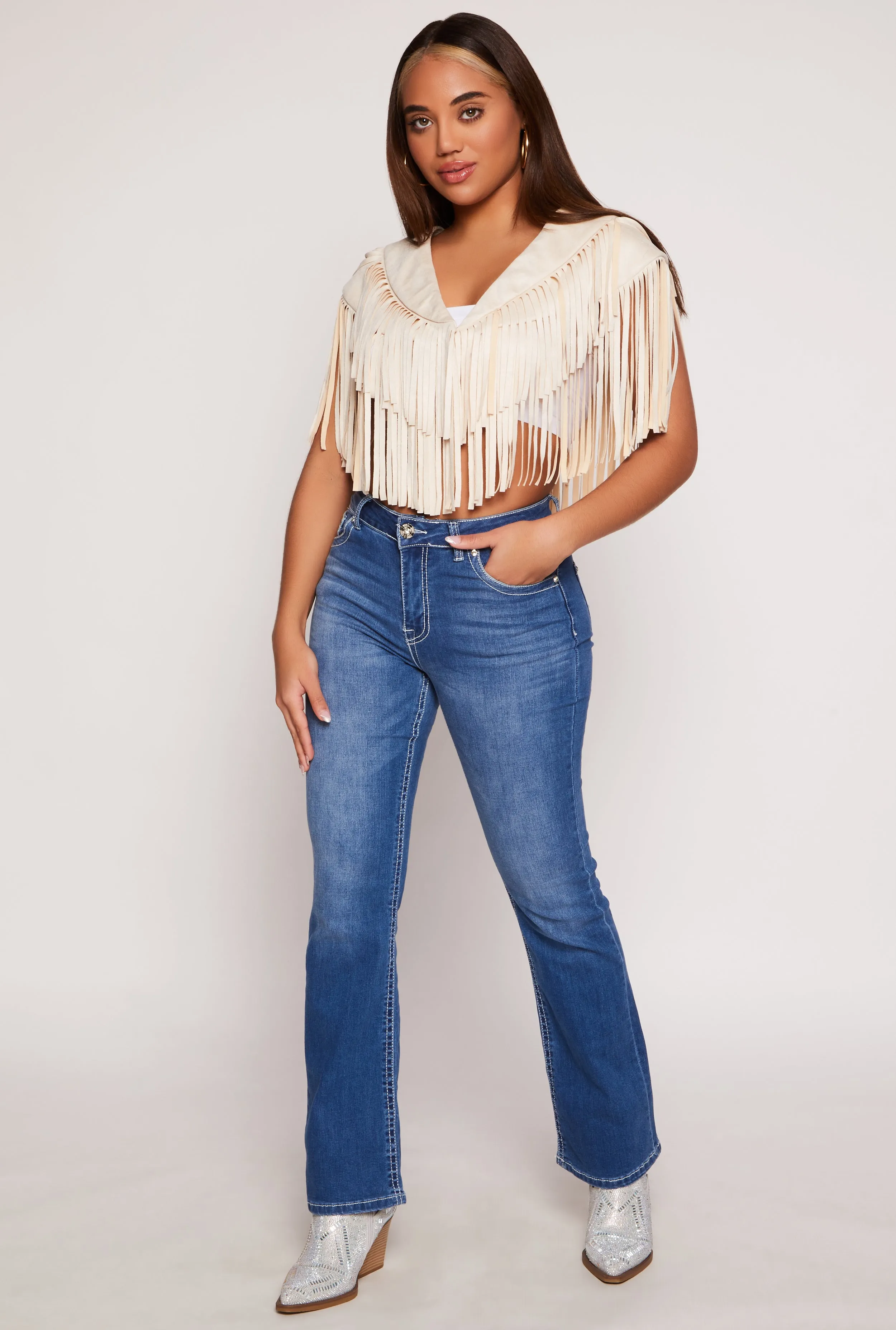 Faux Suede Fringe Bolero Vest sold by Rainbow product image thumbnail 2