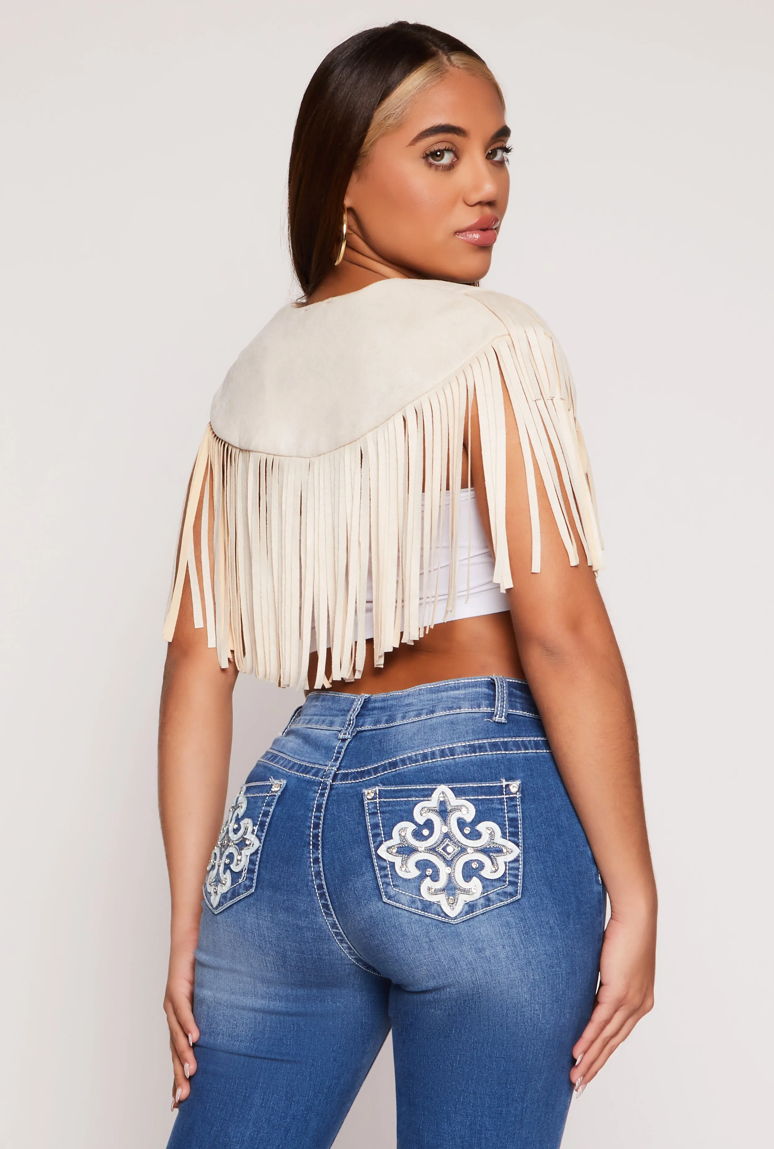 Faux Suede Fringe Bolero Vest sold by Rainbow product image thumbnail 3