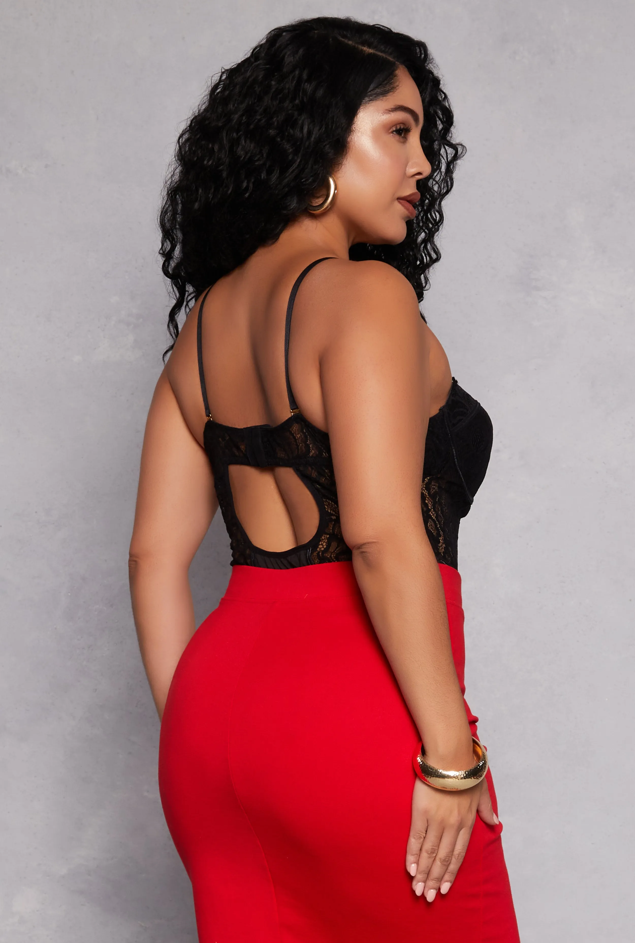 Plus Size Lace Detail Convertible Bustier Bodysuit sold by Rainbow product image thumbnail 3