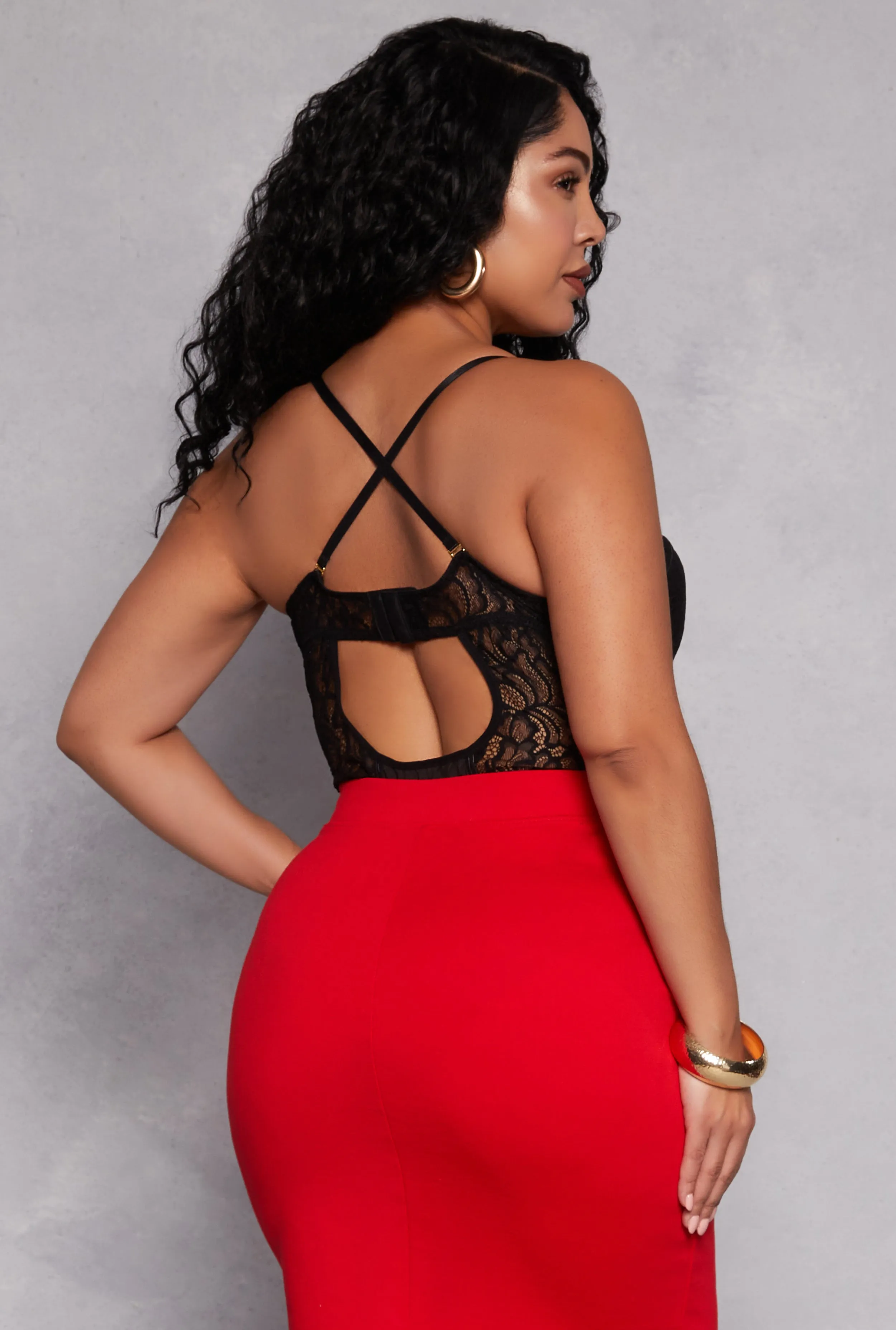 Plus Size Lace Detail Convertible Bustier Bodysuit sold by Rainbow product image thumbnail 5