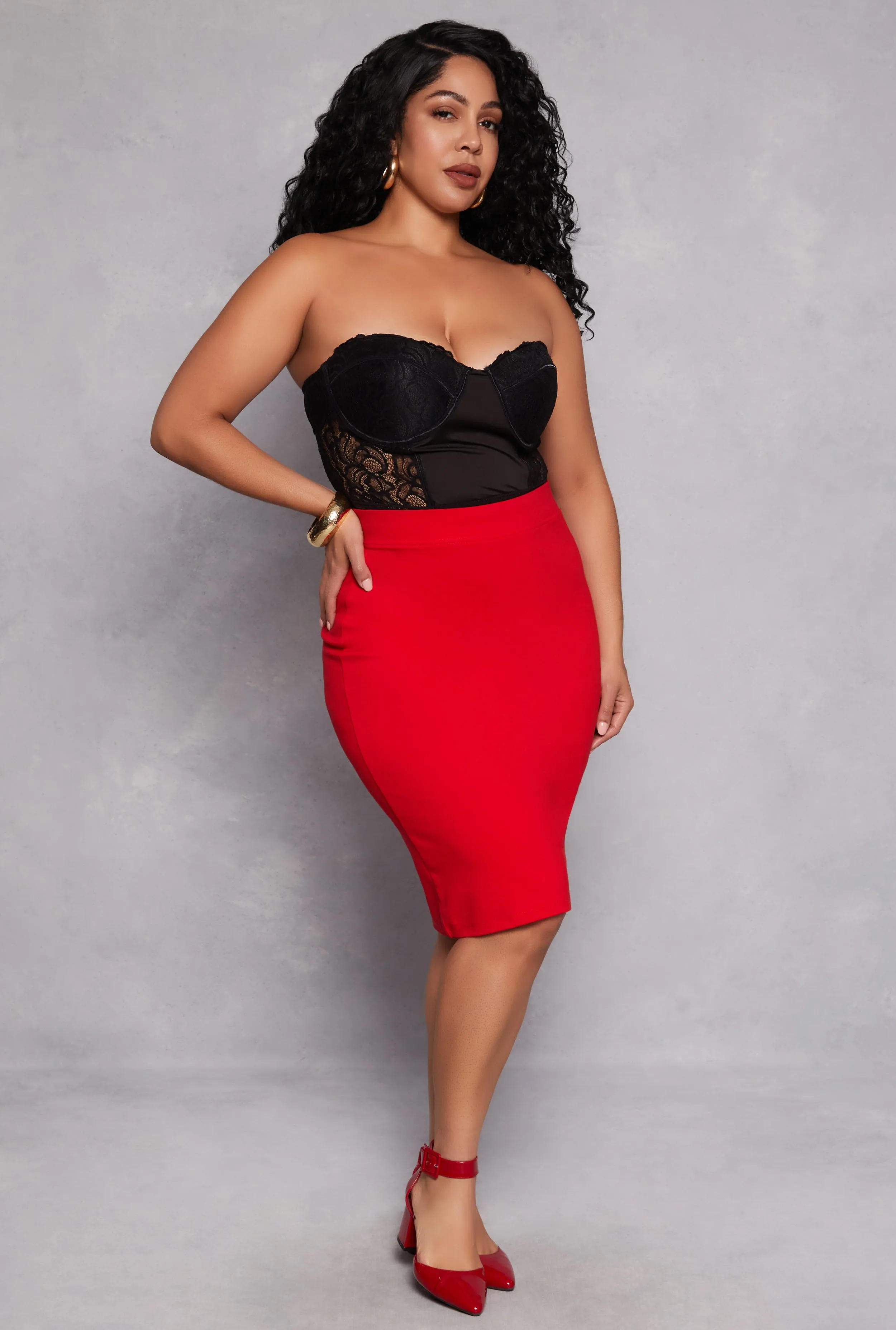 Plus Size Lace Detail Convertible Bustier Bodysuit sold by Rainbow product image thumbnail 2