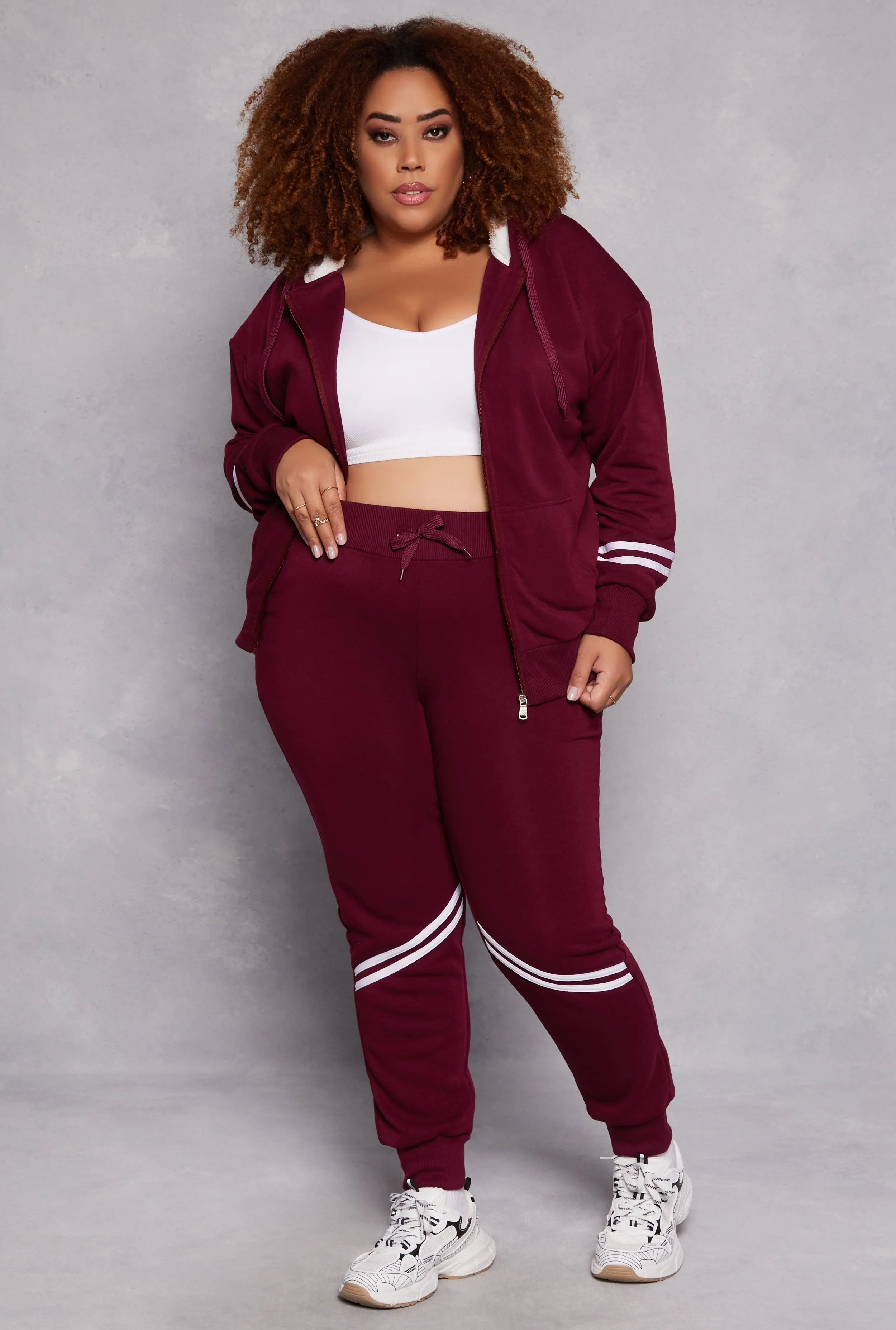 Plus Size Varsity Stripe Detail Joggers sold by Rainbow