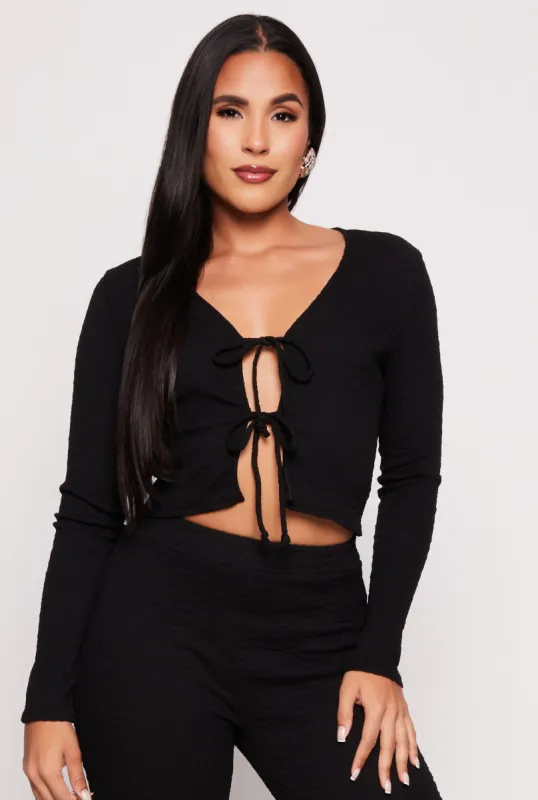 Double Tie Front Crop Top sold by Rainbow
