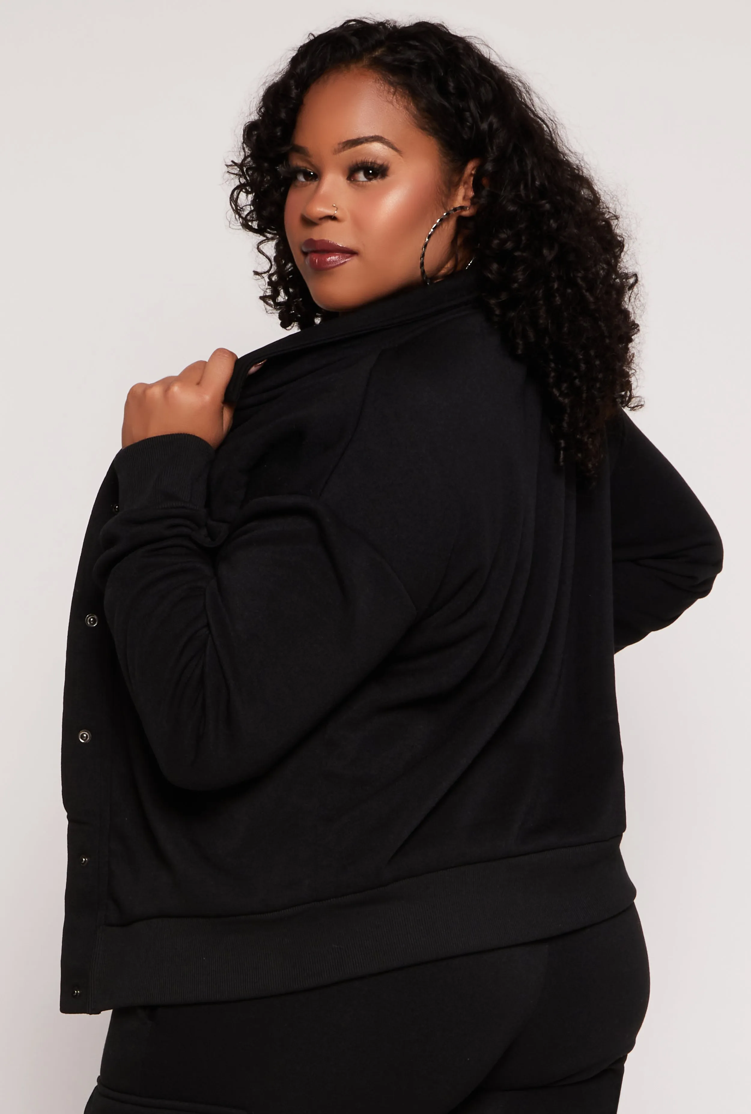 Plus Size Snap Button Front Shacket sold by Rainbow product image thumbnail 3