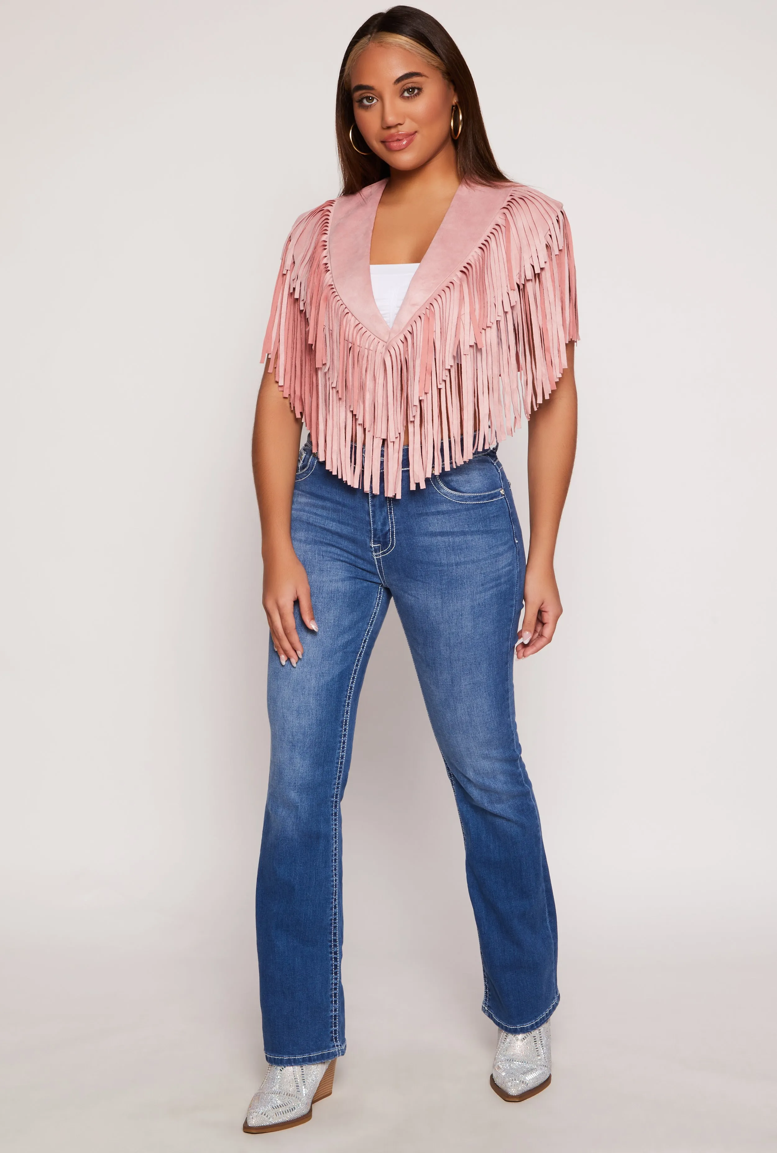 Faux Suede Fringe Bolero Vest sold by Rainbow product image thumbnail 2