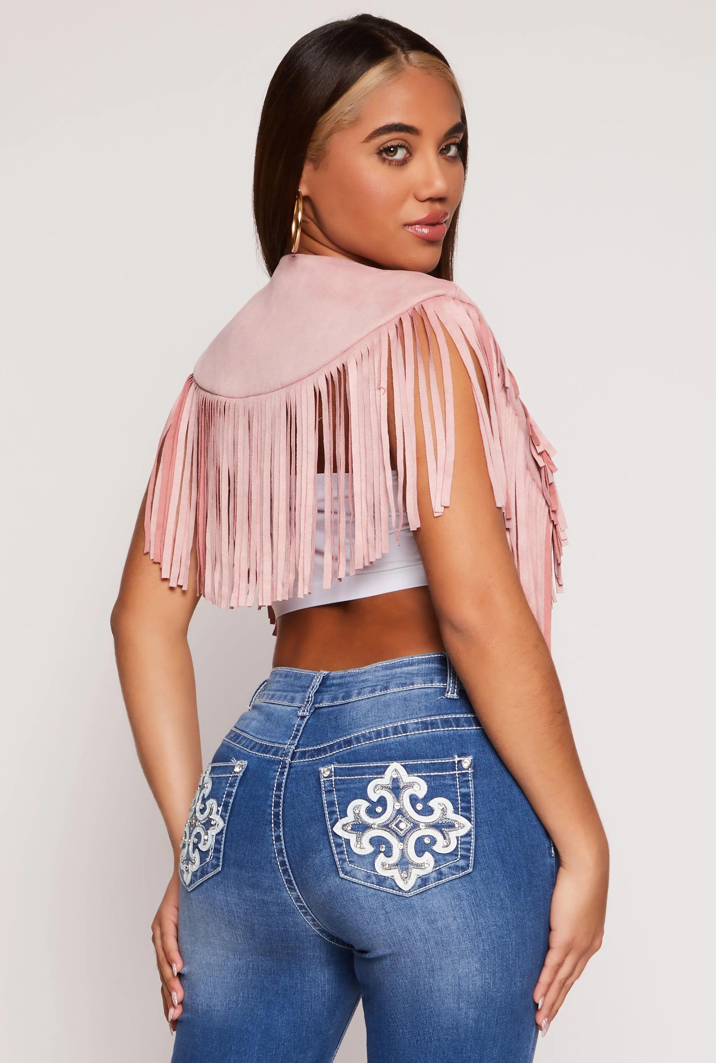 Faux Suede Fringe Bolero Vest sold by Rainbow product image thumbnail 3