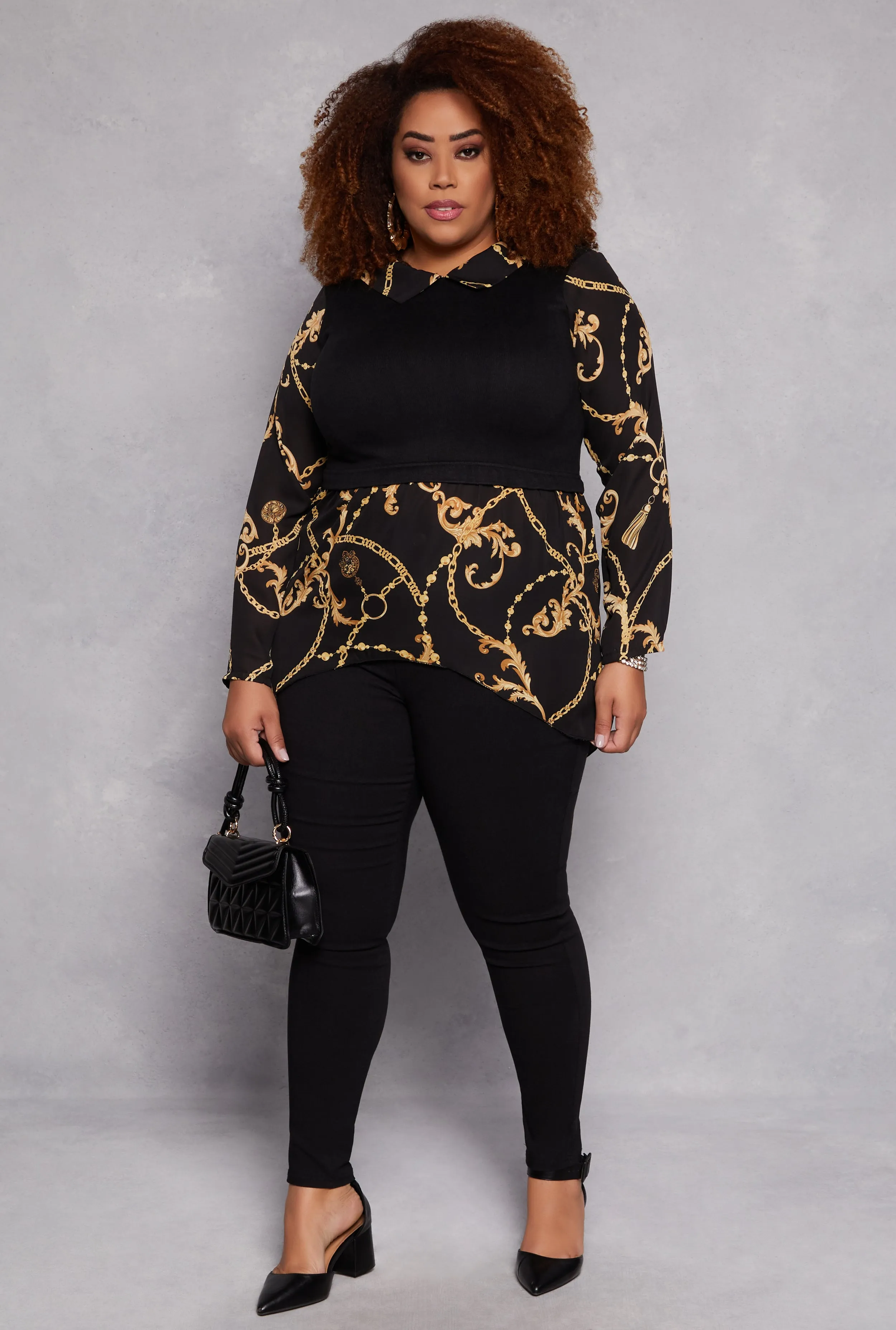 Plus Size Status Print Sweater Vest Blouse sold by Rainbow product image thumbnail 2