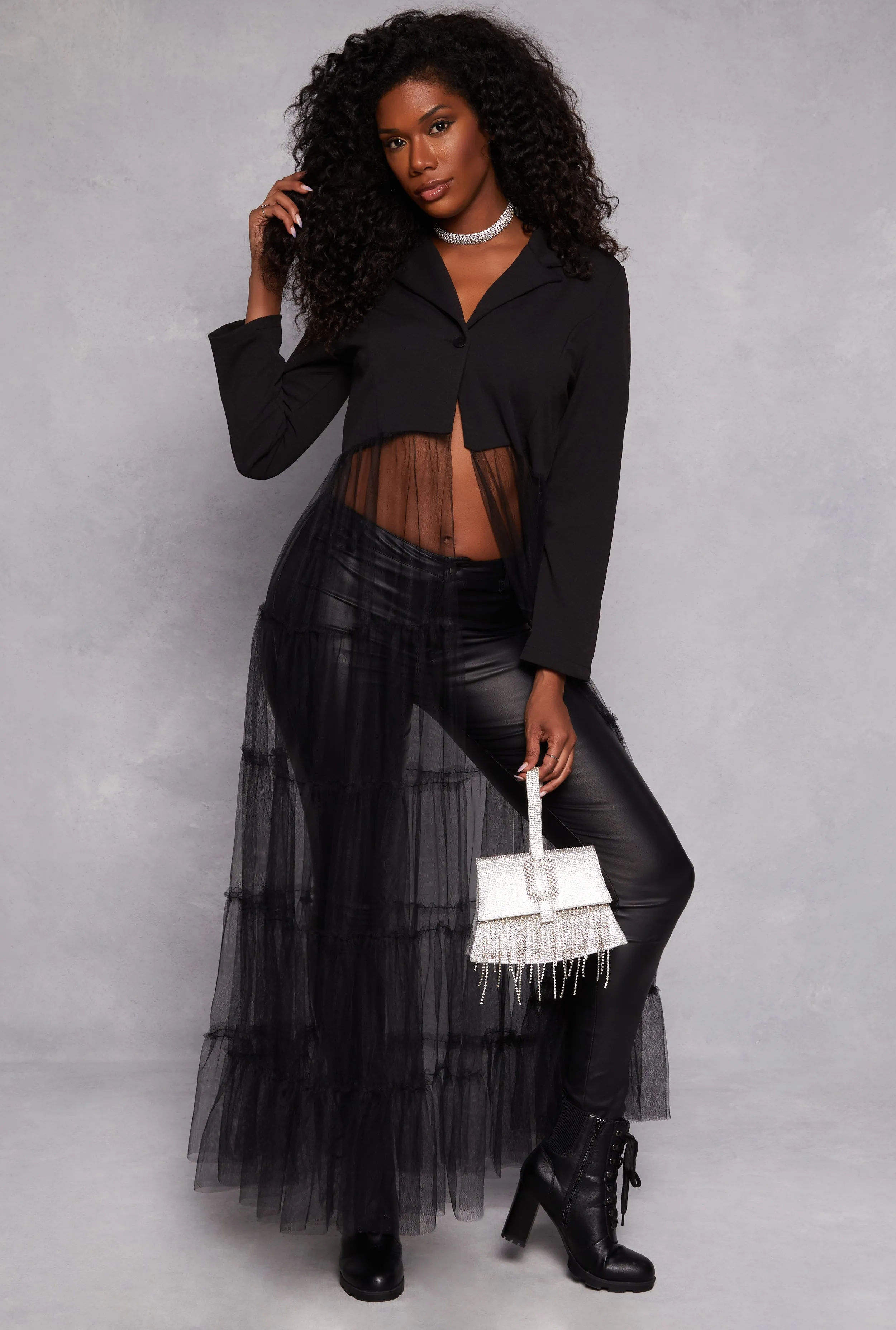 Tiered Tulle Hem Blazer sold by Rainbow