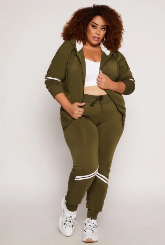 Plus Size Varsity Stripe Detail Joggers sold by Rainbow