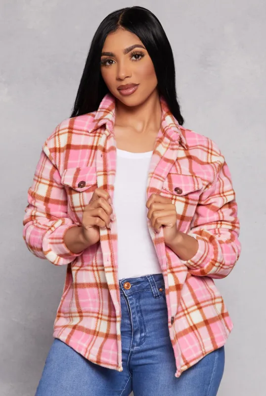 Fleece Printed Pattern Shacket sold by Rainbow